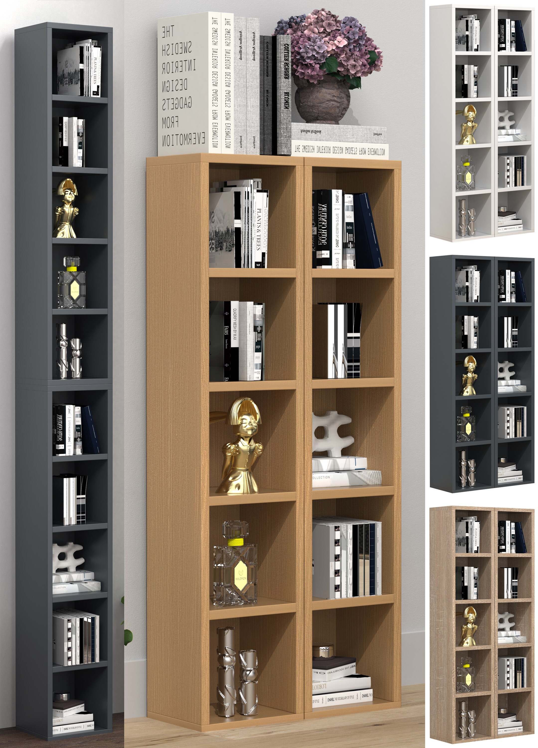 VCM Holz CD DVD Stand Aufbewahrung Standregal B&uuml;cherregal Deko Regal Megosa S - Bild 1