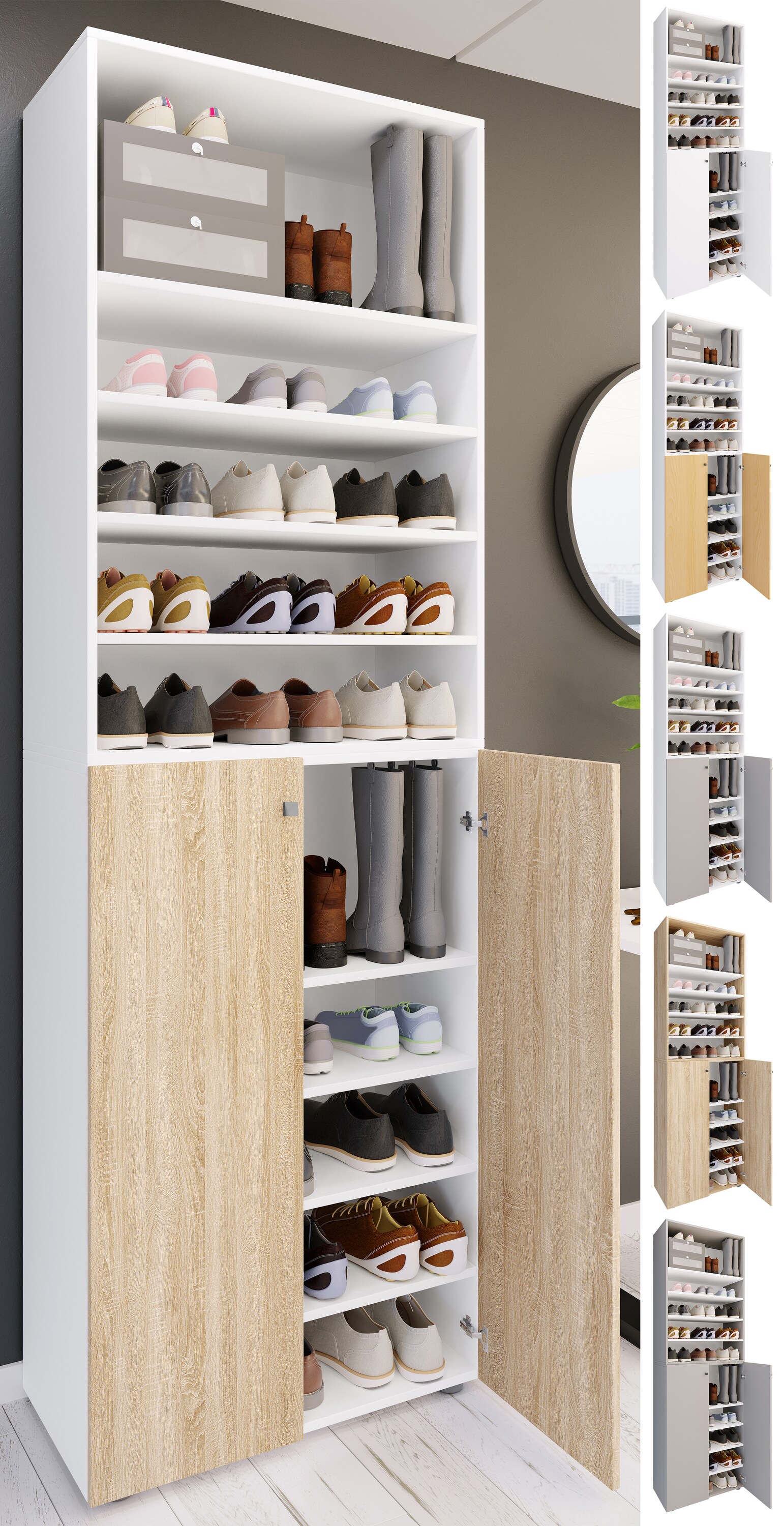 VCM XL Holz Gro&szlig;er Schuhschrank Schuhregal Gro&szlig; Stiefel Dielenm&ouml;bel Lona 10 F&auml;cher - Bild 1