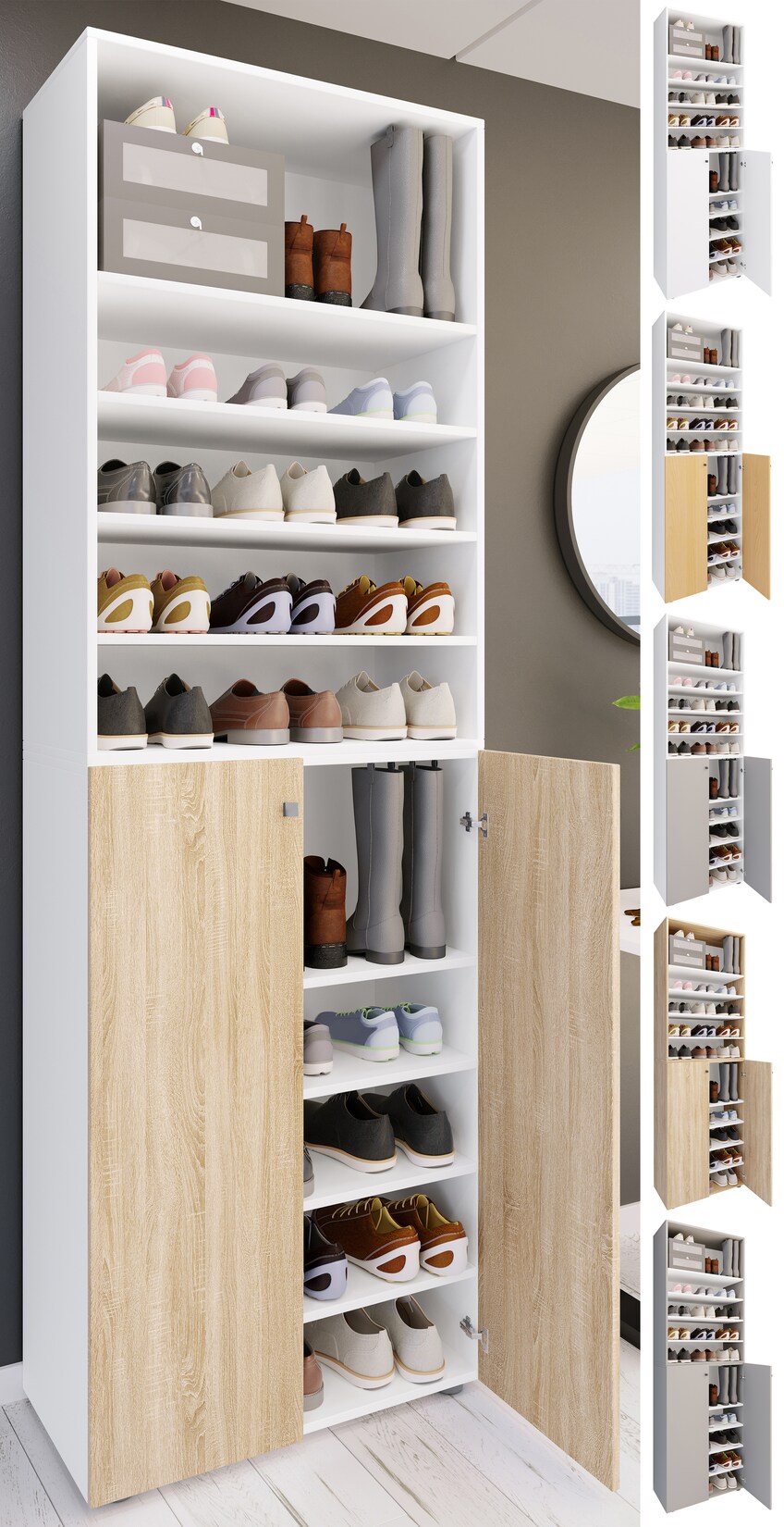 VCM XL Holz Großer Schuhschrank Schuhregal Groß Stiefel Dielenmöbel Lona 10 Fächer