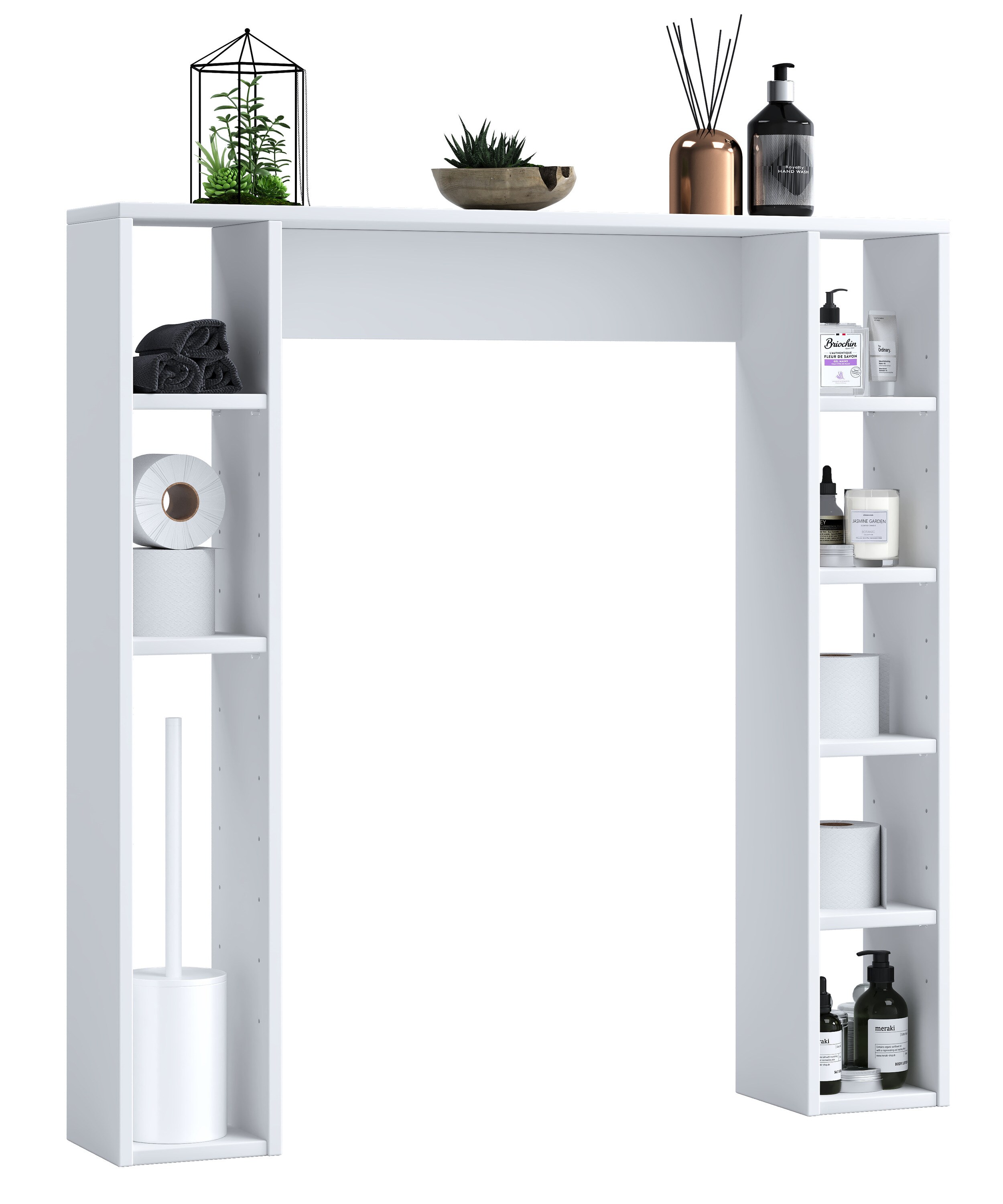 VCM Holz Wandregal | Standregal | &Uuml;berbau WC | Ma&szlig;e: H. 100 x B. 98 x T. 18 cm | 8 F&auml;cher - Tinoli M - Bild 1