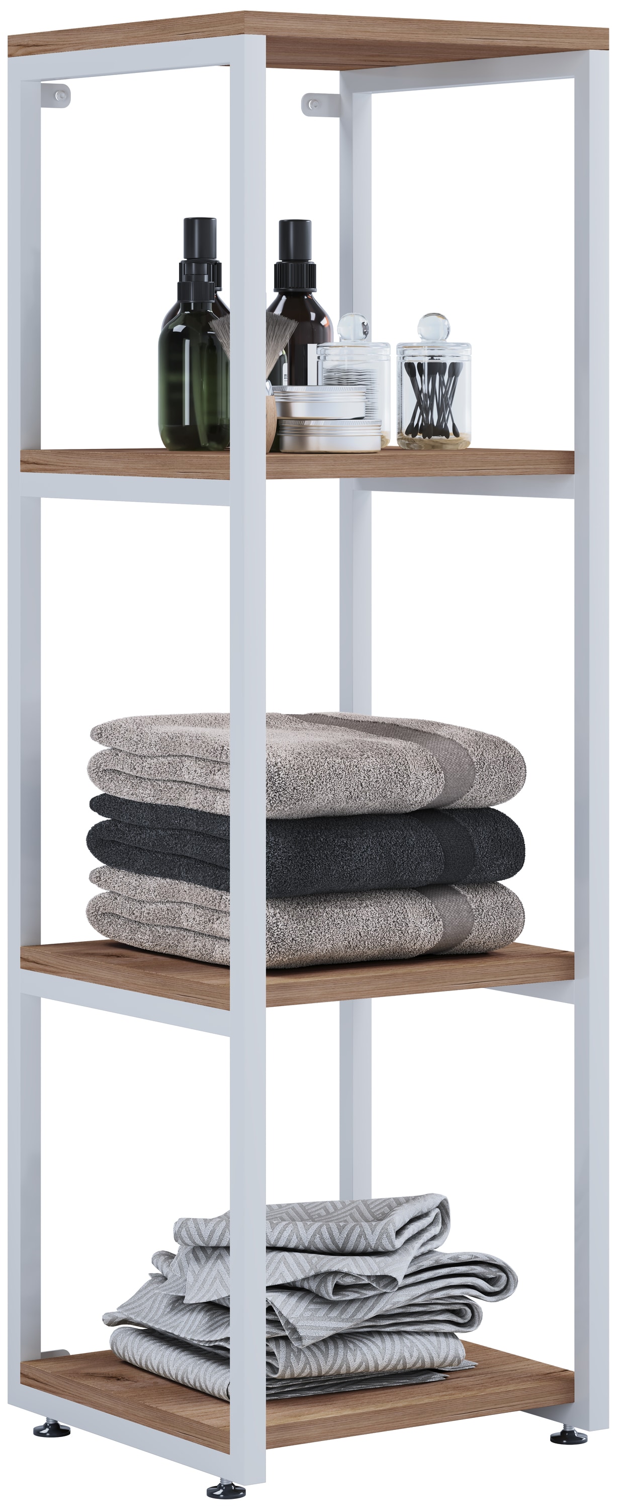 VCM Holz Badezimmerschrank | Badm&ouml;bel Metall Industrial Style | Stand Badregal | Ma&szlig;e ca. H. 112 x B. 35 x T.  35 cm - Bitila L - Bild 1