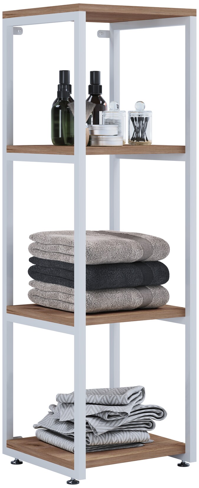 VCM Holz Badezimmerschrank   Badmöbel Metall Industrial Style   Stand Badregal   Maße ca. H. 112 x B. 35 x T.  35 cm – Bitila L | 04051814429279