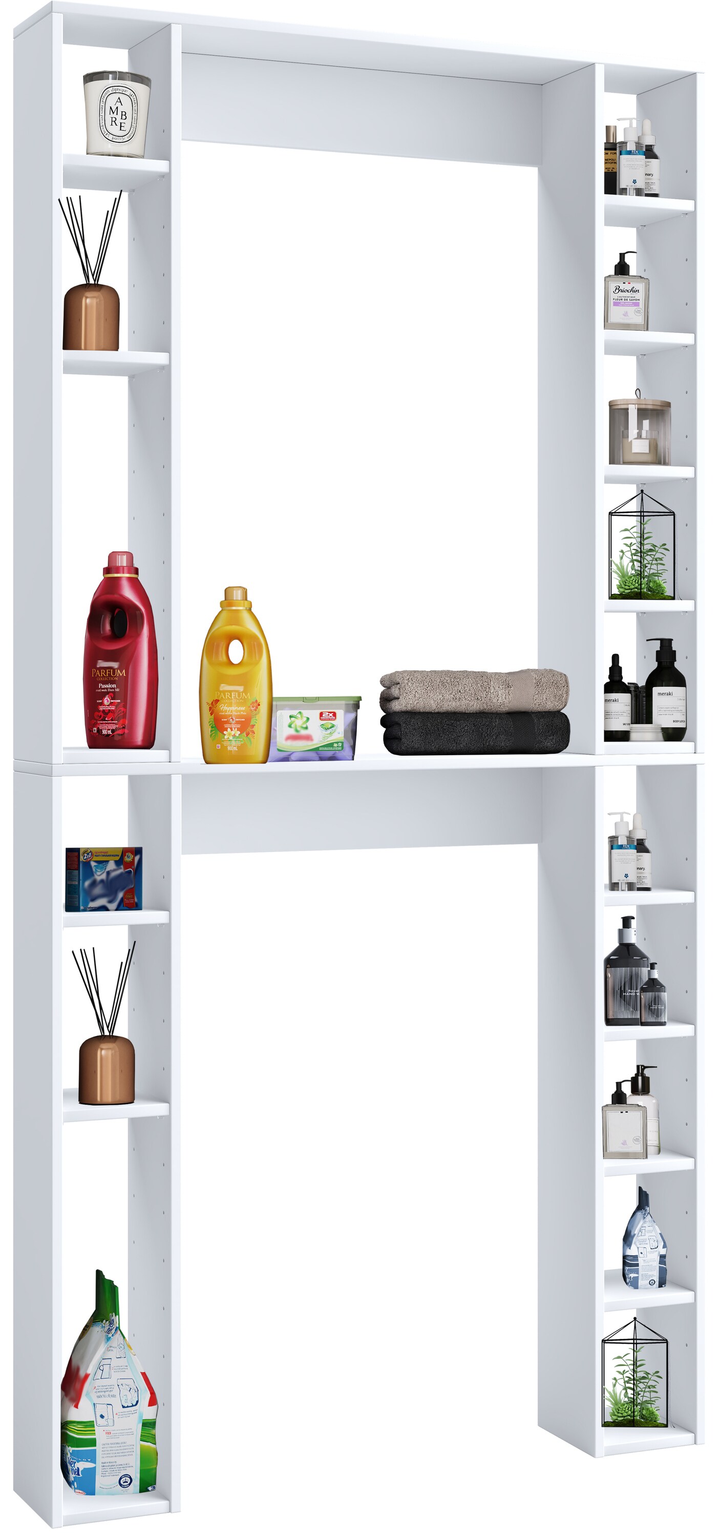 VCM Holz Wandregal | Standregal | &Uuml;berbau WC | Ma&szlig;e: H. 200 x B. 98 x T. 18 cm | 16 F&auml;cher - Tinoli XL - Bild 1