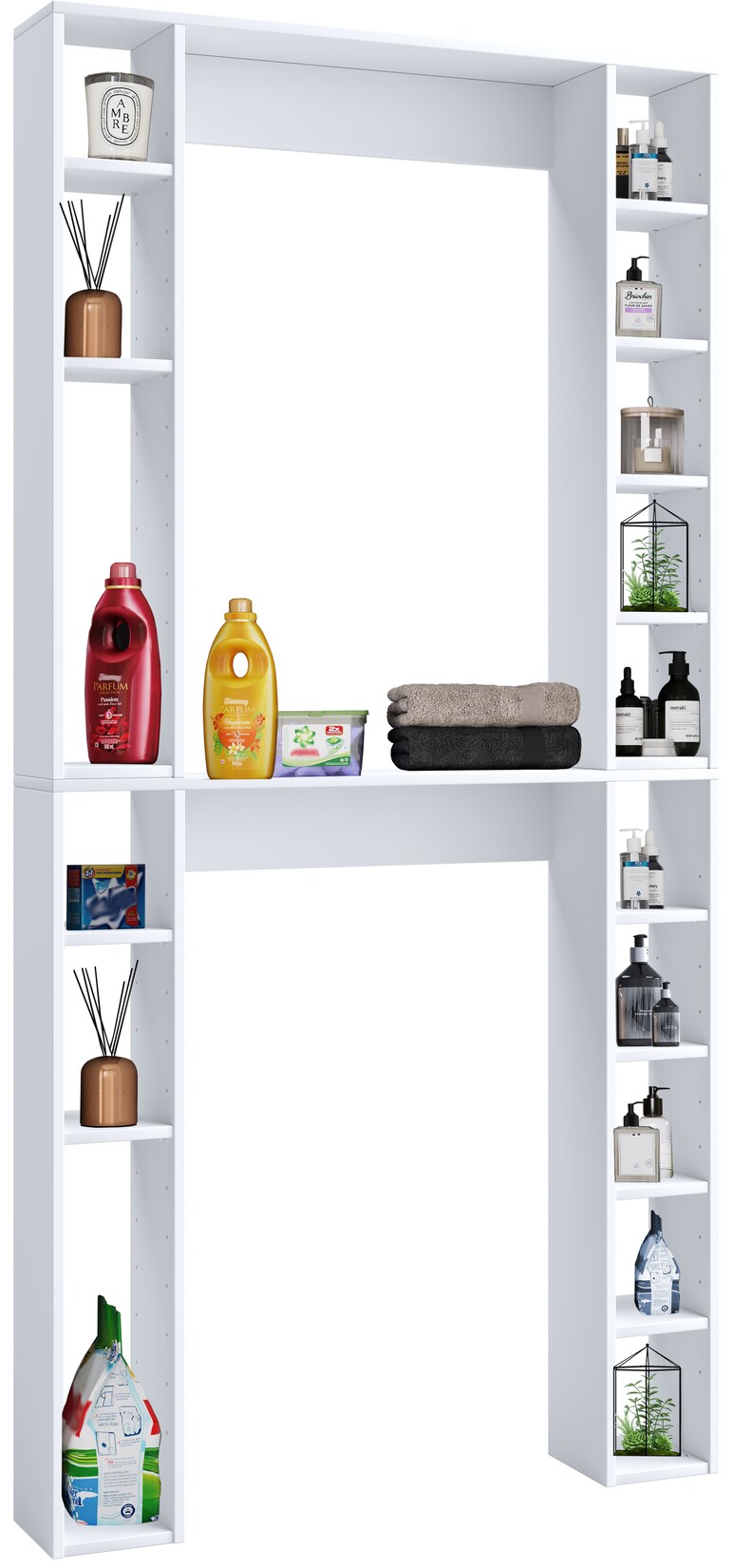 VCM Holz Wandregal   Standregal   Überbau WC   Maße: H. 200 x B. 98 x T. 18 cm   16 Fächer – Tinoli XL | 04051814429330