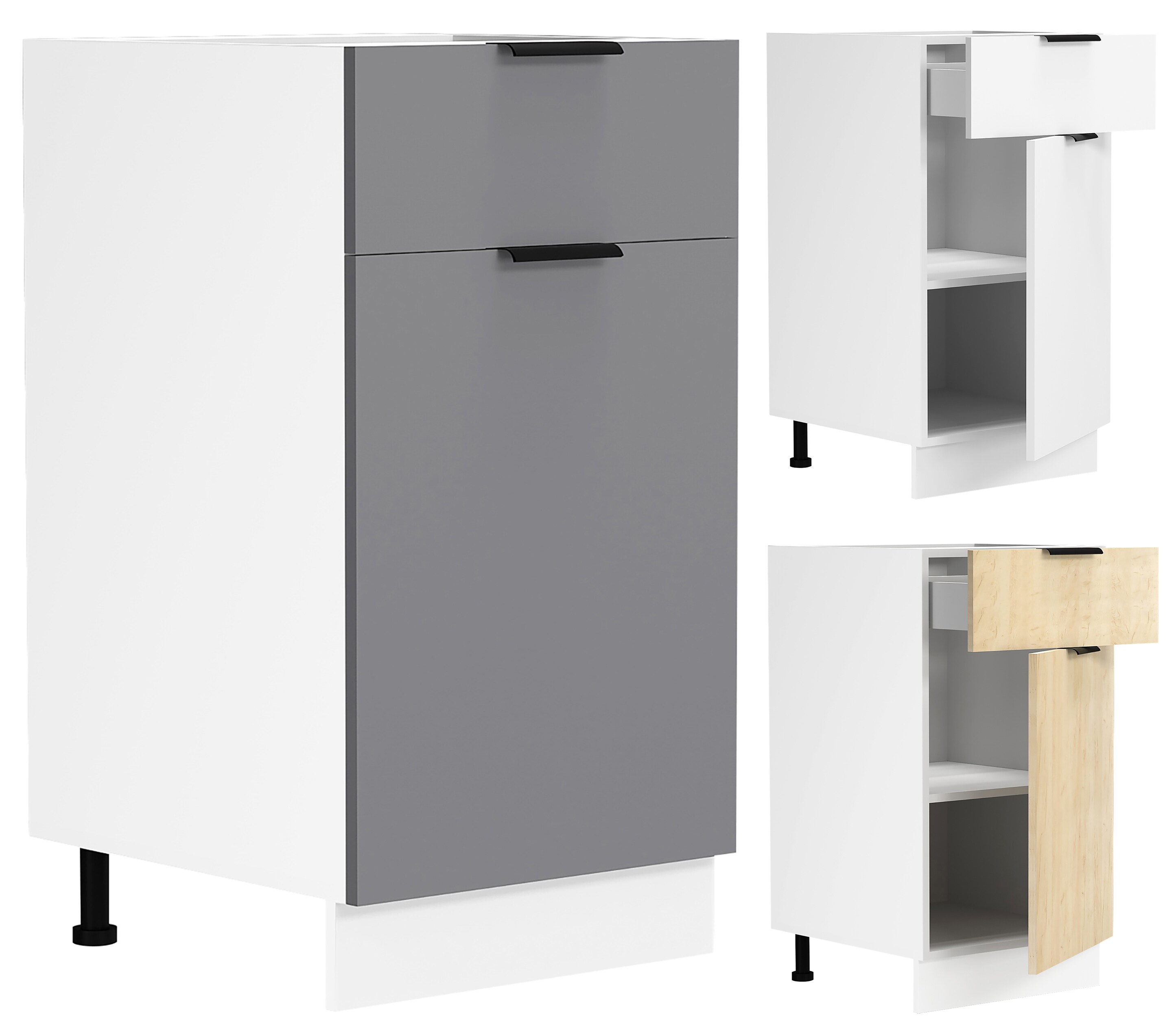 VCM K&uuml;chenschrank | Ma&szlig;e ca. H. 82 x B. 40 x T. 46 cm | Unterschrank mit einer Dreht&uuml;re und einer Schublade | K&uuml;chenm&ouml;bel - Fasola - Bild 1