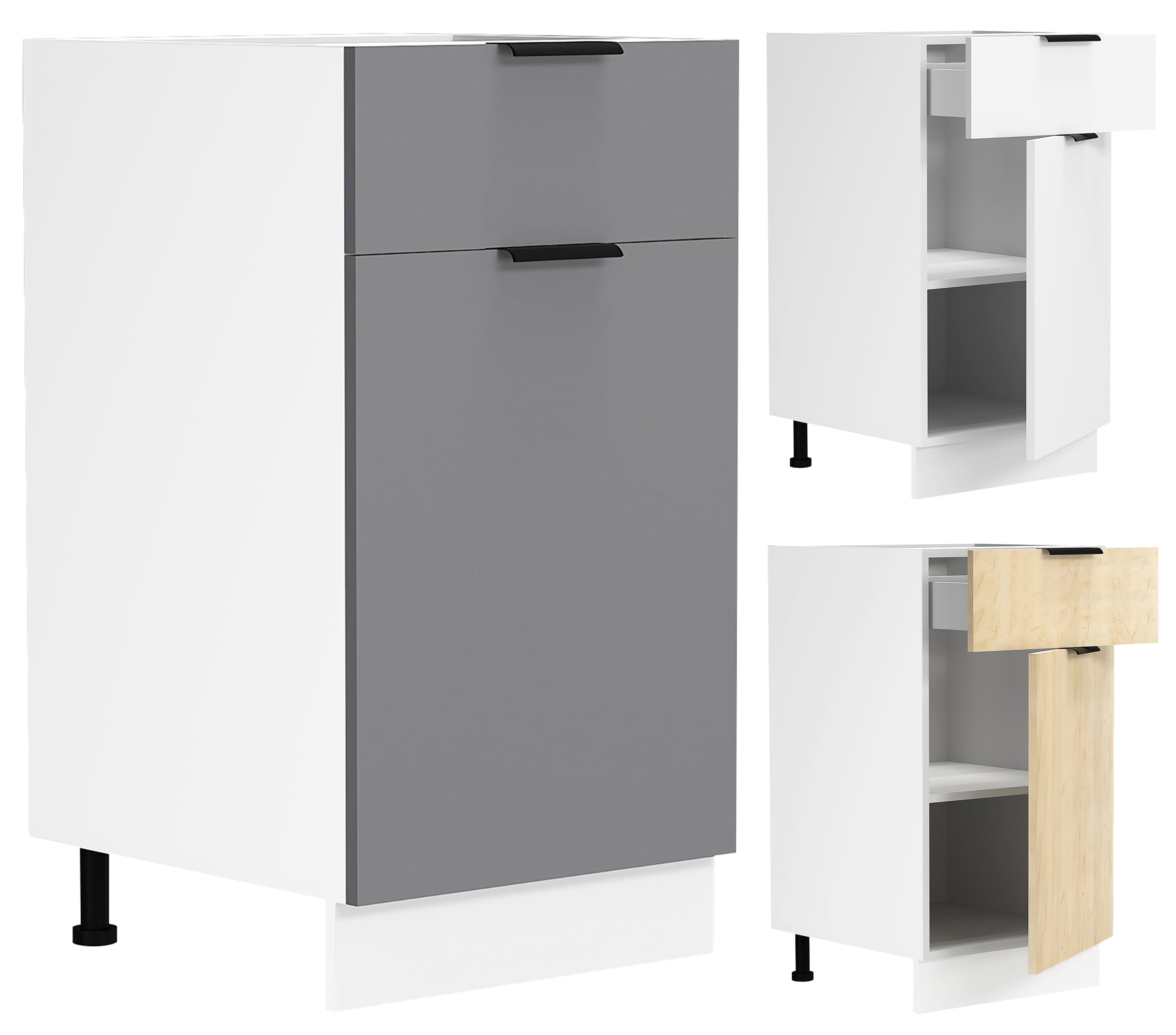 VCM K&uuml;chenschrank | Ma&szlig;e ca. H. 82 x B. 40 x T. 46 cm | Unterschrank mit einer Dreht&uuml;re und einer Schublade | K&uuml;chenm&ouml;bel - Fasola - Bild 1