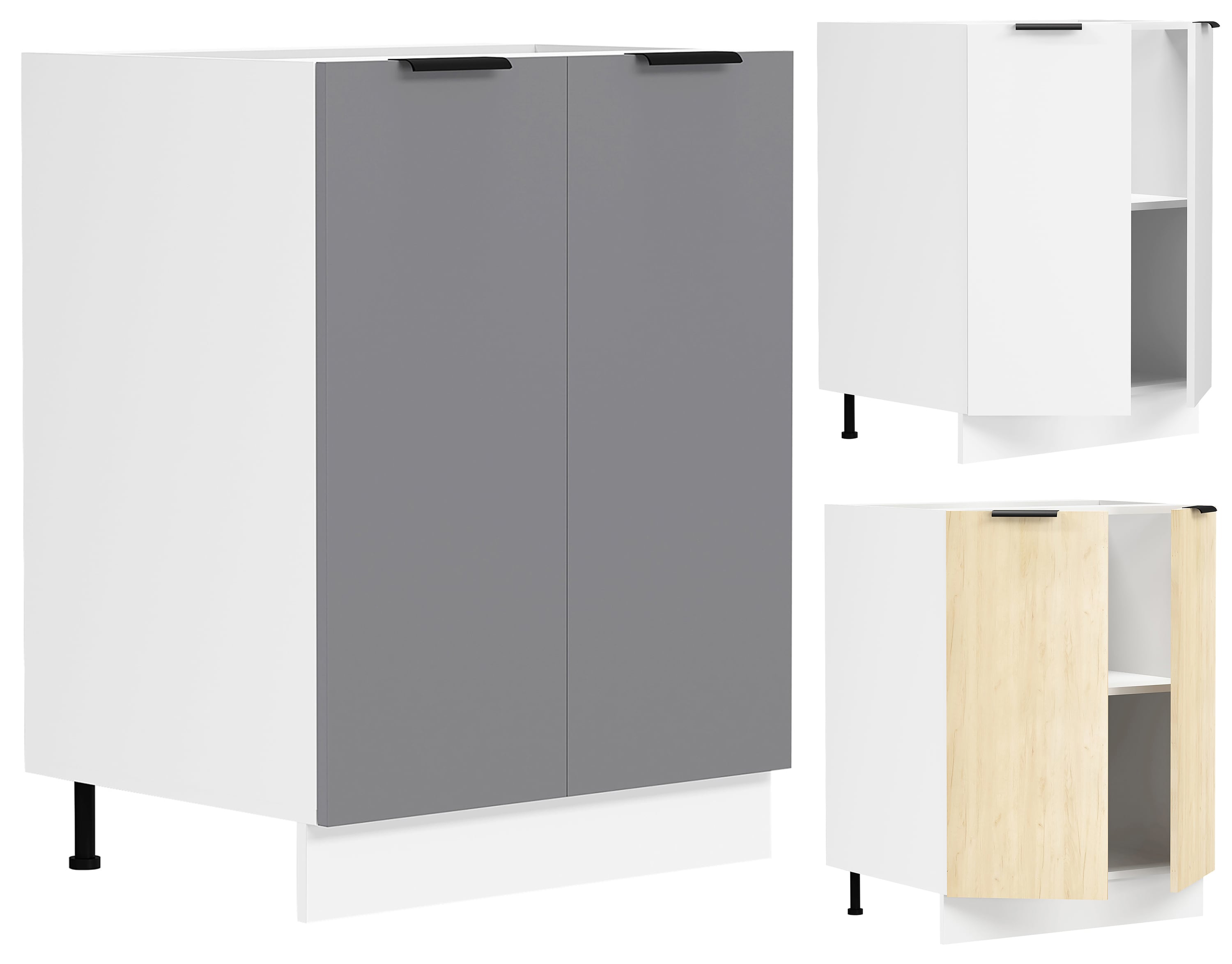 VCM K&uuml;chenschrank | Ma&szlig;e ca. H. 82 x B. 60 x. T. 46 cm | Unterschrank mit zwei Dreht&uuml;ren | K&uuml;chenm&ouml;bel - Fasola - Bild 1