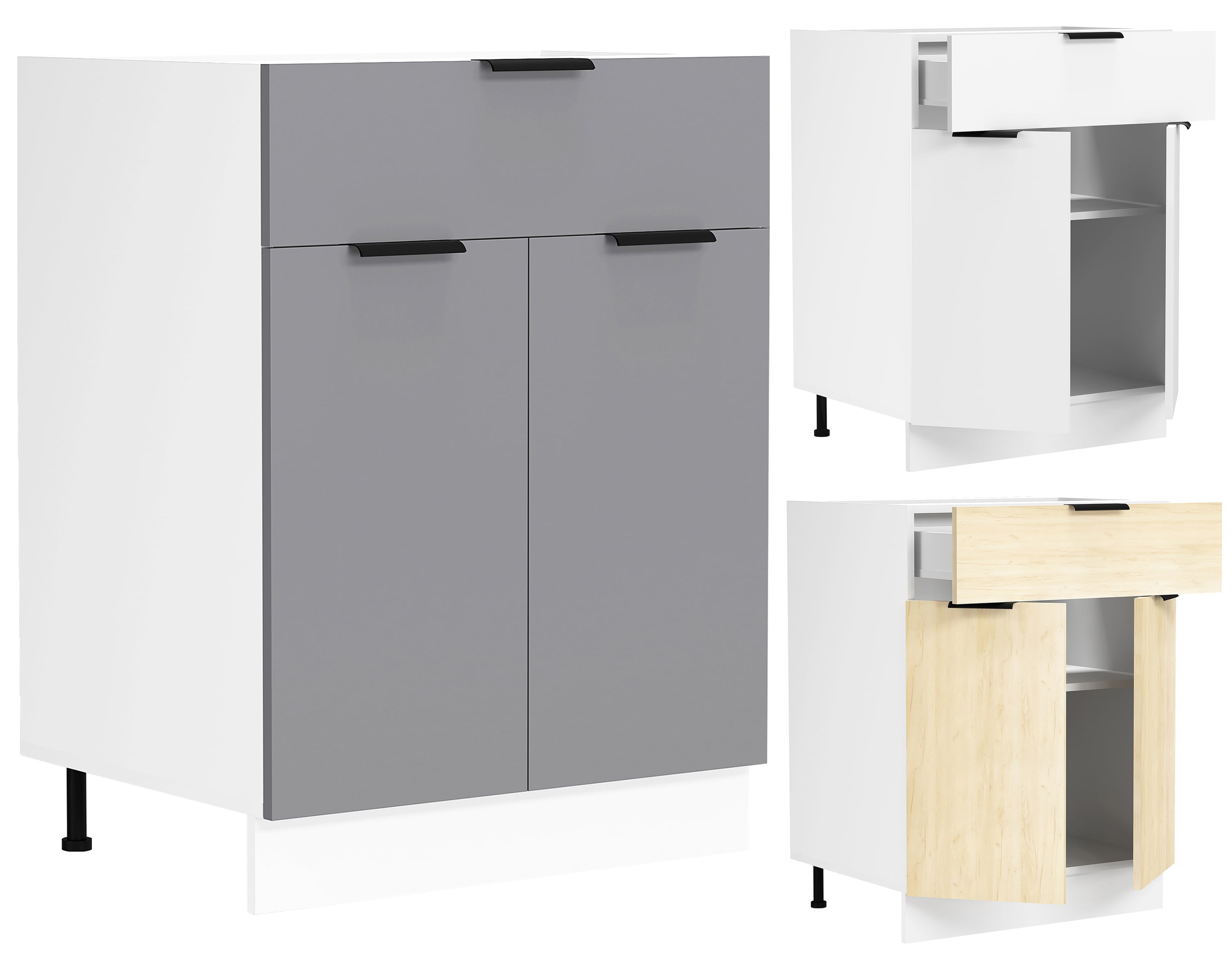 VCM K&uuml;chenschrank | Ma&szlig;e ca. H. 82 x B. 60 x. T. 46 cm | Unterschrank mit zwei Dreht&uuml;ren und einer Schublade | K&uuml;chenm&ouml;bel - Fasola - Bild 1