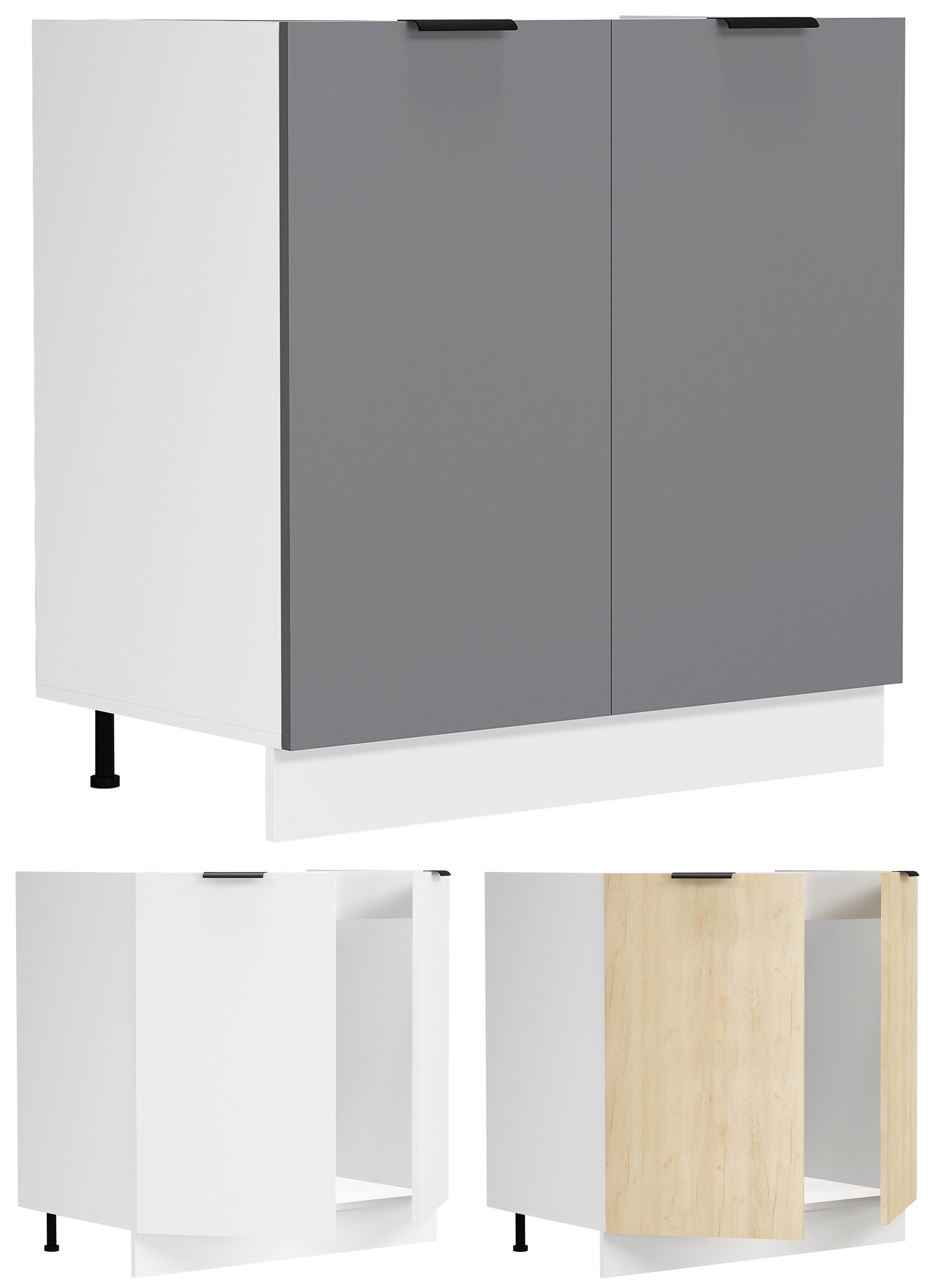 VCM Sp&uuml;lunterschrank | Ma&szlig;e ca. H. 82 x B. 80 x. T. 46 cm | Unterschrank mit zwei Dreht&uuml;ren | K&uuml;chenm&ouml;bel &ndash; Fasola - Bild 1