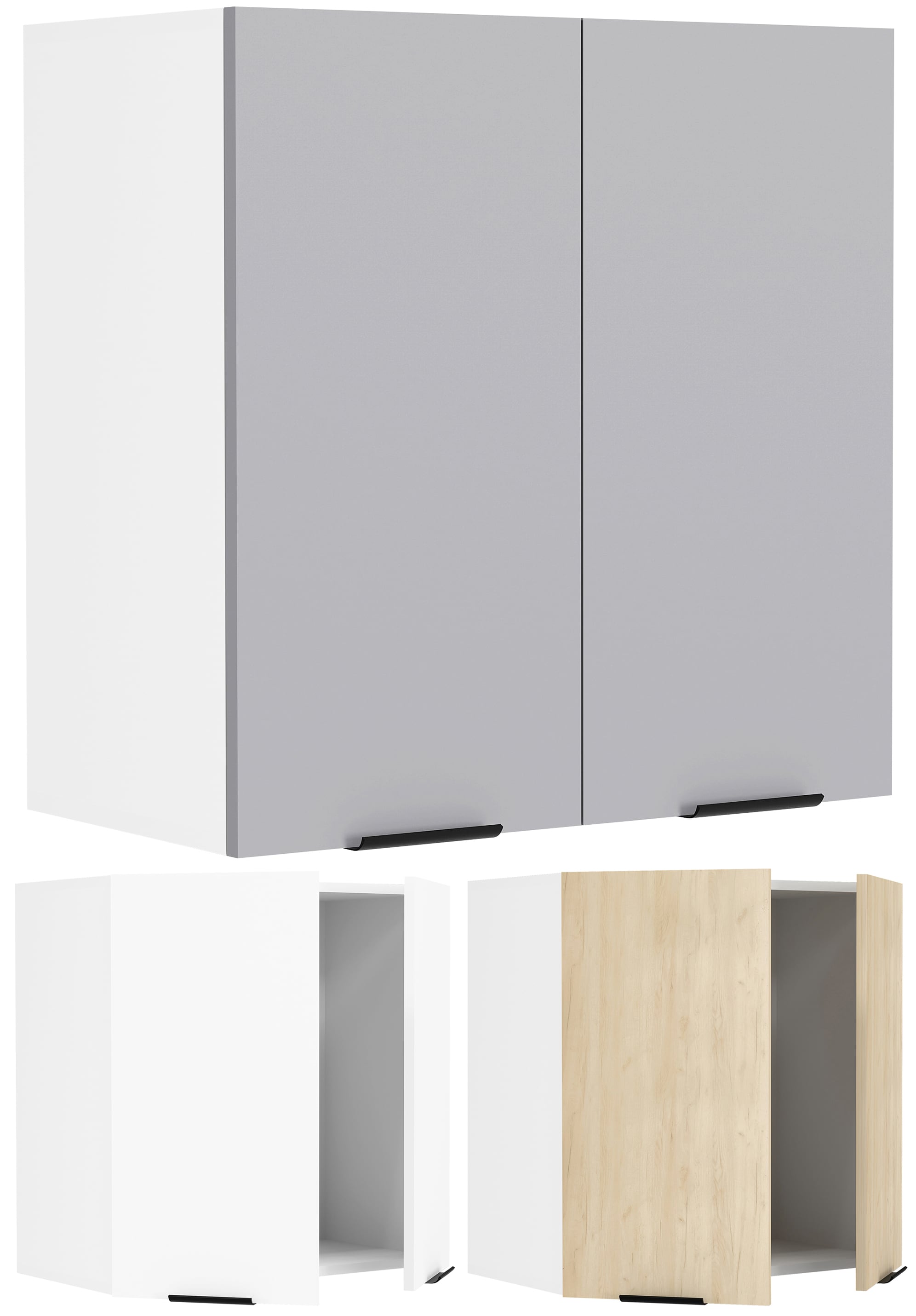 VCM K&uuml;chenschrank h&auml;ngend | Ma&szlig;e ca. H. 60 x B. 60 x T. 31 cm | H&auml;ngeschrank mit Dreht&uuml;r und zwei F&auml;chern | K&uuml;chenm&ouml;bel - Fasola - Bild 1