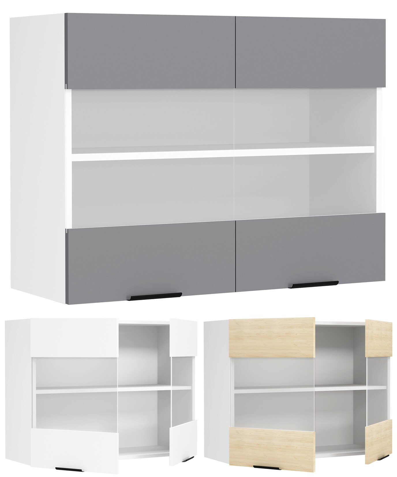 VCM Küchenschrank hängend Maße ca. H. 60 x B. 80 x T. 31 cm Hängeschrank mit zwei Drehtüren Küchenschrank mit Glas Küchenmöbel – Fasola