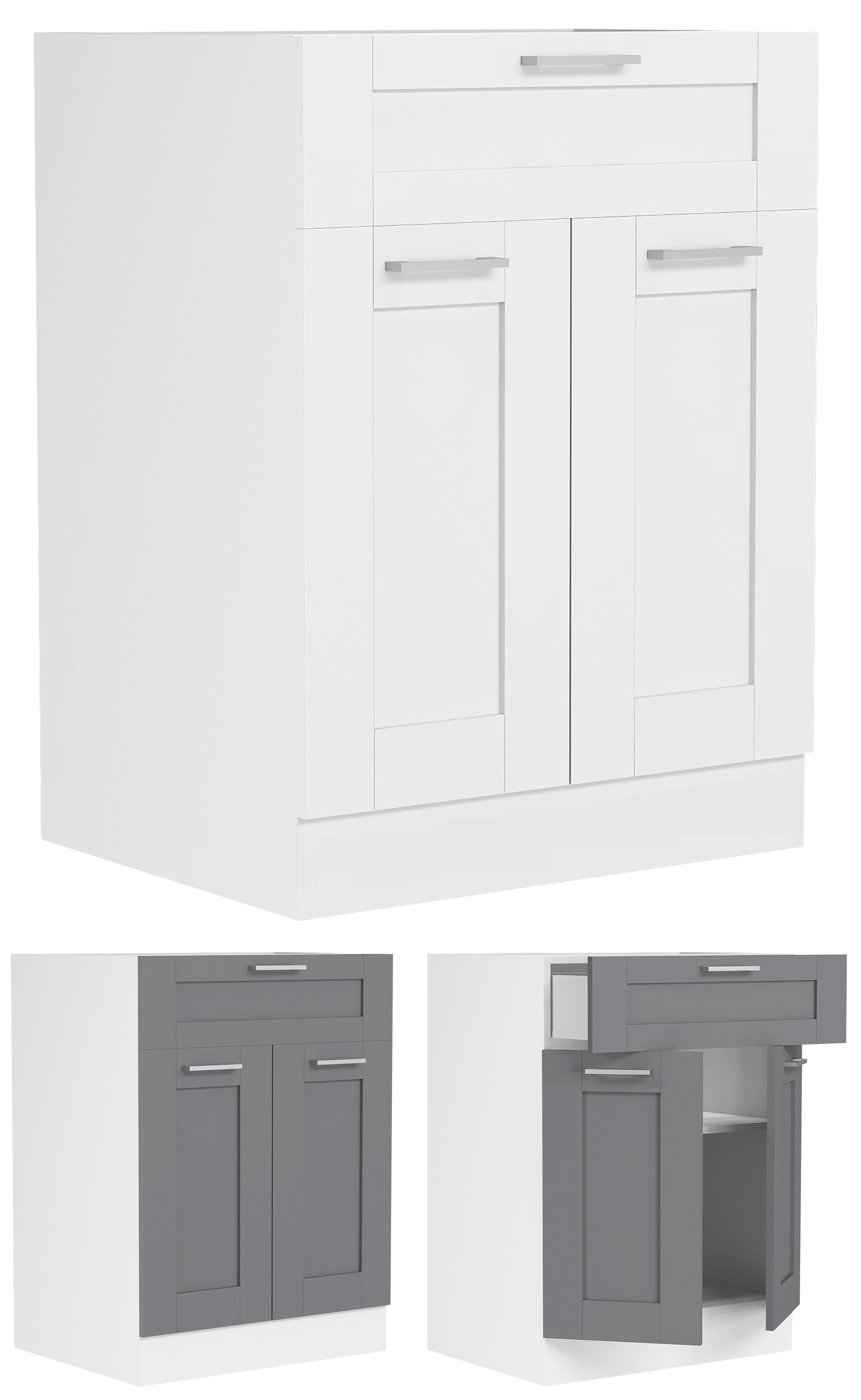 VCM K&uuml;chenschrank | Ma&szlig;e ca. H. 82 x B. 60 x. T. 46 cm | Unterschrank mit zwei Dreht&uuml;ren und einer Schublade im Landhaus Stil | K&uuml;chenm&ouml;bel - Colura - Bild 1