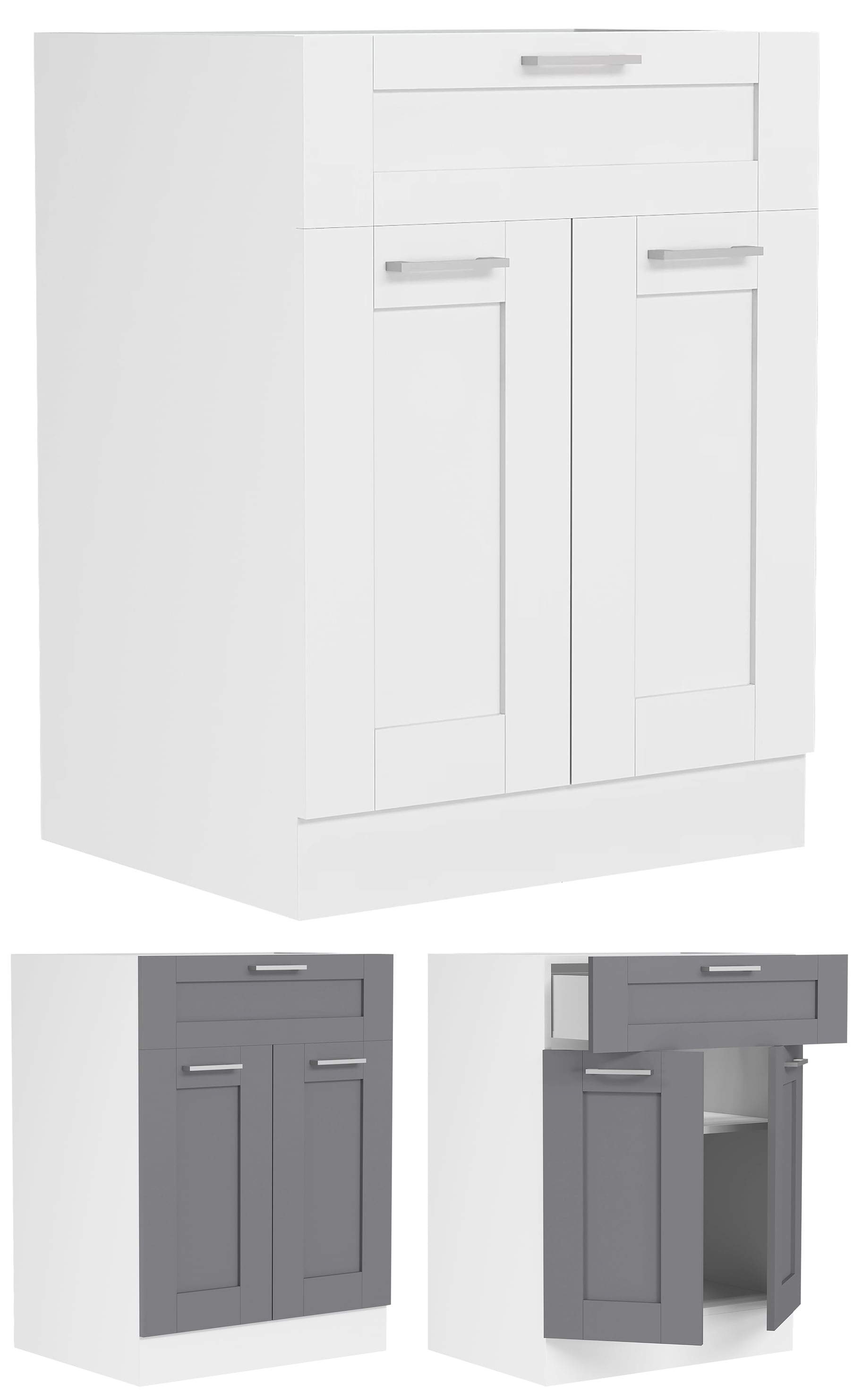 VCM K&uuml;chenschrank | Ma&szlig;e ca. H. 82 x B. 60 x. T. 46 cm | Unterschrank mit zwei Dreht&uuml;ren und einer Schublade im Landhaus Stil | K&uuml;chenm&ouml;bel - Colura - Bild 1