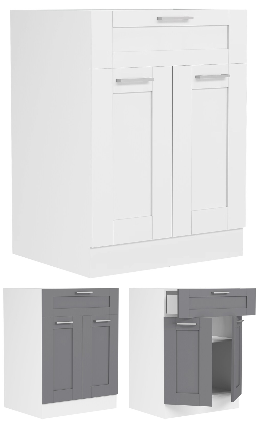 VCM Küchenschrank Maße ca. H. 82 x B. 60 x. T. 46 cm Unterschrank mit zwei Drehtüren und einer Schublade im Landhaus Stil Küchenmöbel - Colura
