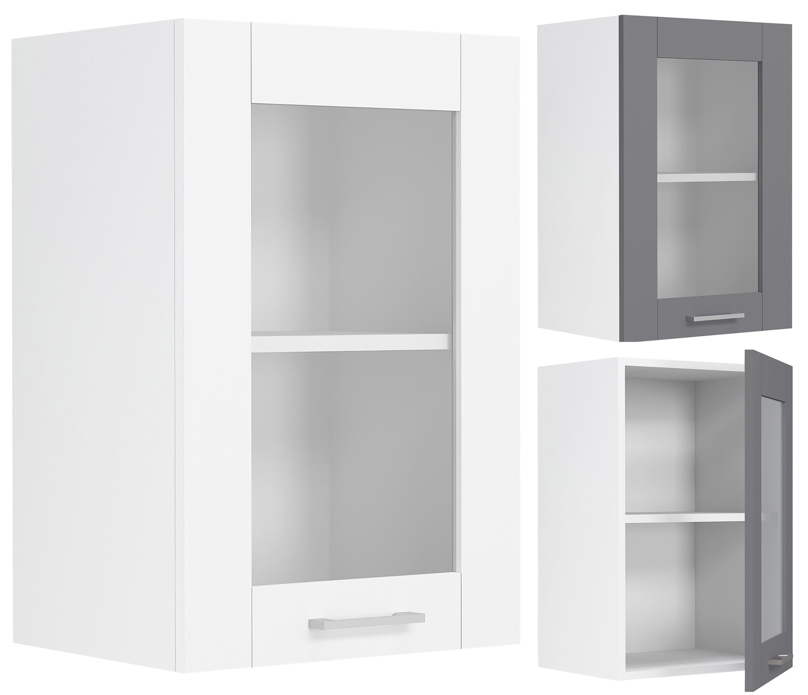 VCM Küchenschrank hängend Maße ca. H. 60 x B. 40 x T. 31 cm Hängeschrank mit Glas im Landhaus Stil Küchenmöbel – Colura