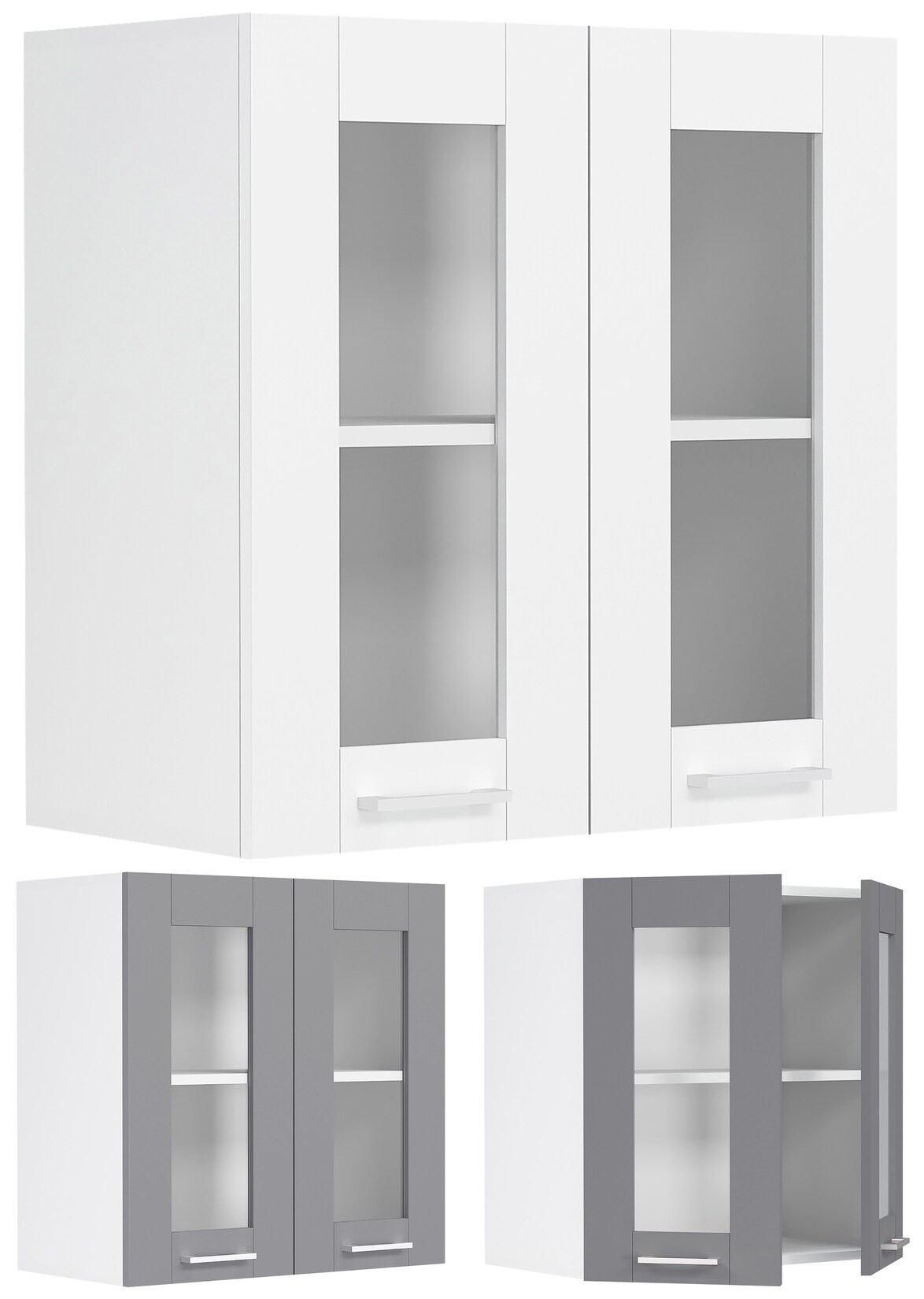 VCM Küchenschrank hängend Maße ca. H. 60 x B. 80 x T. 31 cm Hängeschrank mit zwei Drehtüren im Landhaus Stil Küchenschrank mit Glas Küchenmöbel – Colura