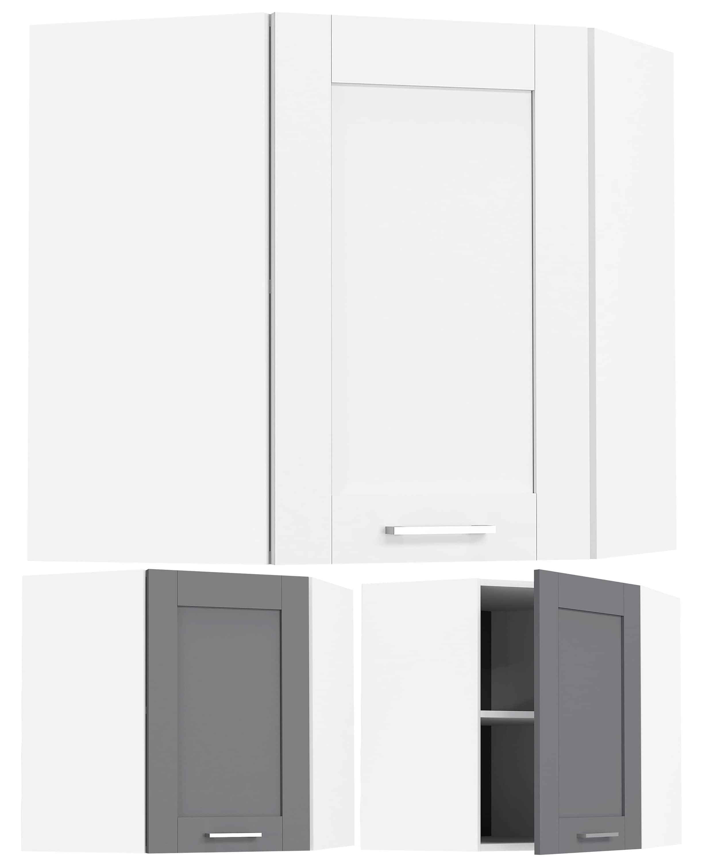 VCM K&uuml;chenschrank h&auml;ngend | Ma&szlig;e ca. H. 60 x B. 57 x T. 57 cm | Eckschrank | H&auml;ngeschrank mit zwei F&auml;chern im Landhaus Stil | K&uuml;chenm&ouml;bel - Colura - Bild 1