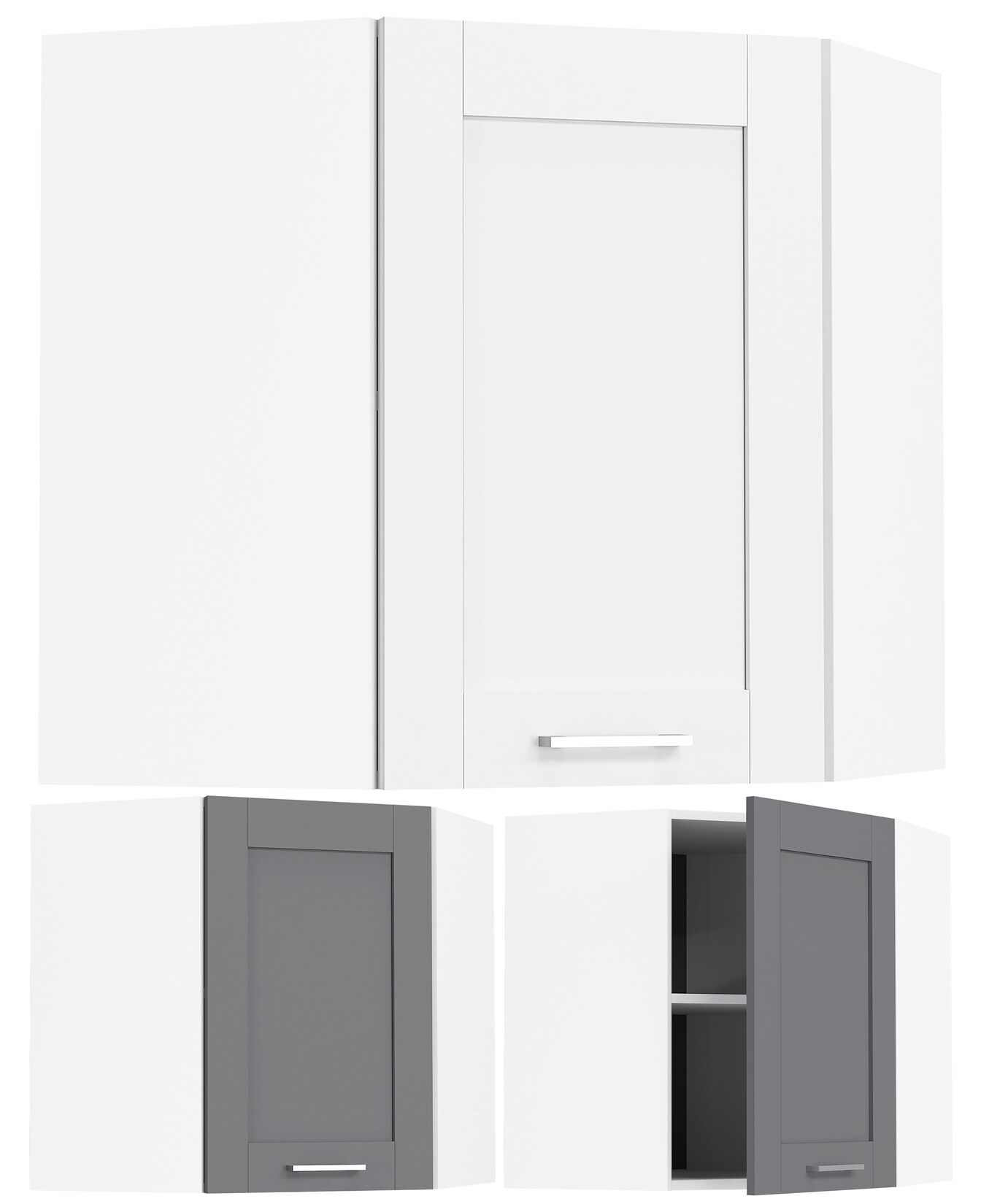 VCM Küchenschrank hängend Maße ca. H. 60 x B. 57 x T. 57 cm Eckschrank Hängeschrank mit zwei Fächern im Landhaus Stil Küchenmöbel - Colura