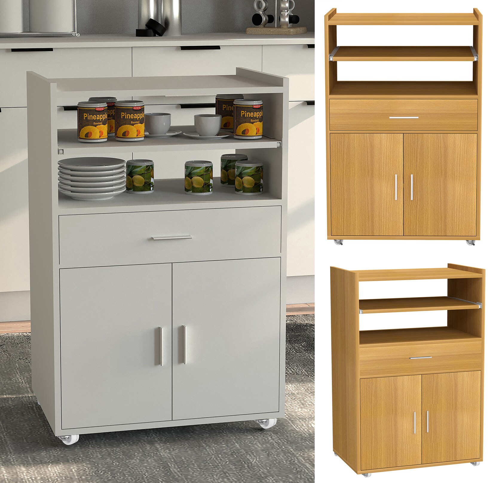 VCM Küchenwagen   Rollwagen   Stellmaße gesamt: H. 92 x B. 59 x T. 40 cm   ausreichend Stauraum   rollbar   Servierwagen – Kiola | 04051814430305