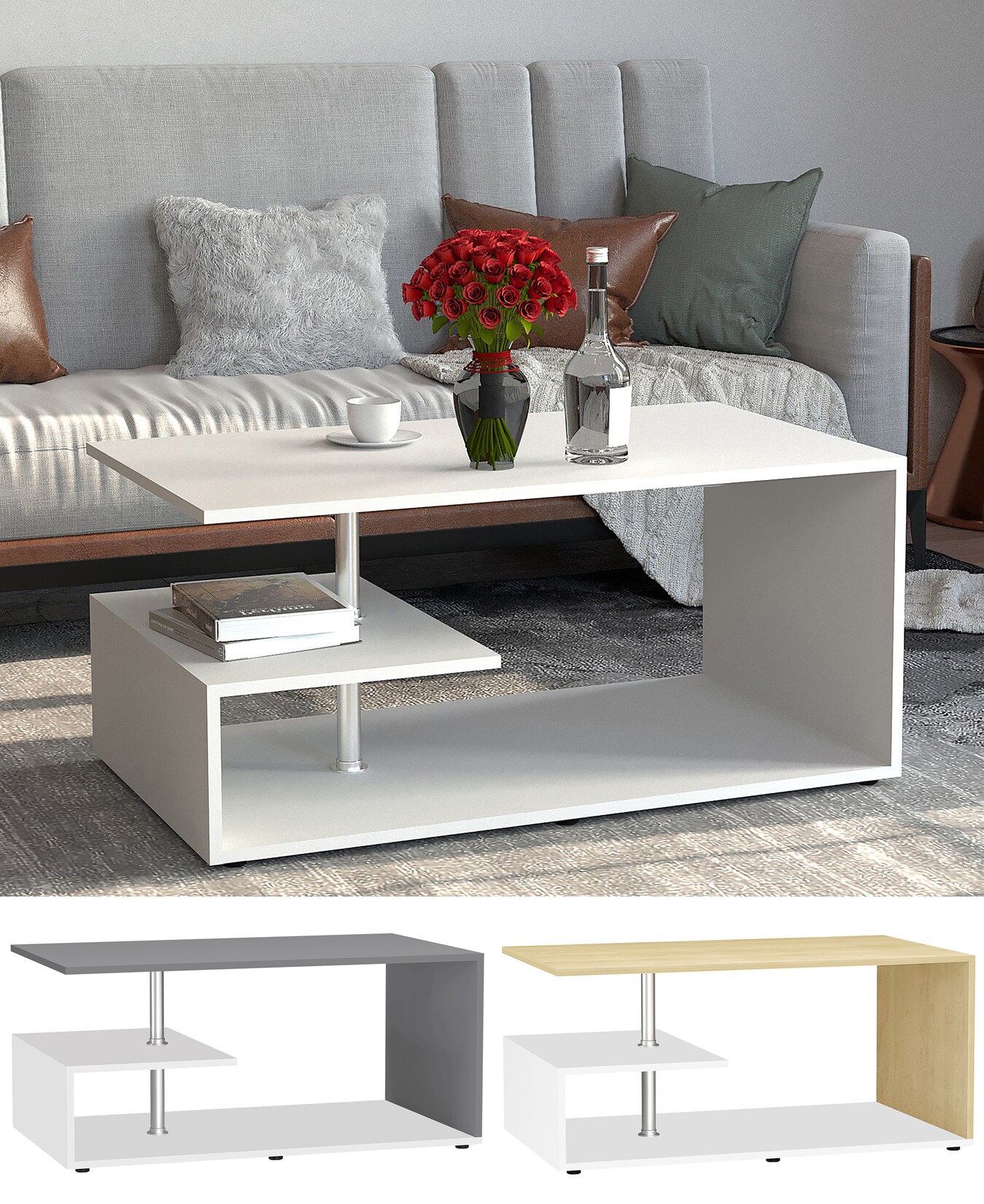 VCM Holz Couchtisch Sofatisch Wohnzimmertisch Beistelltisch Kaffeetisch Maliso M | 04051814430336