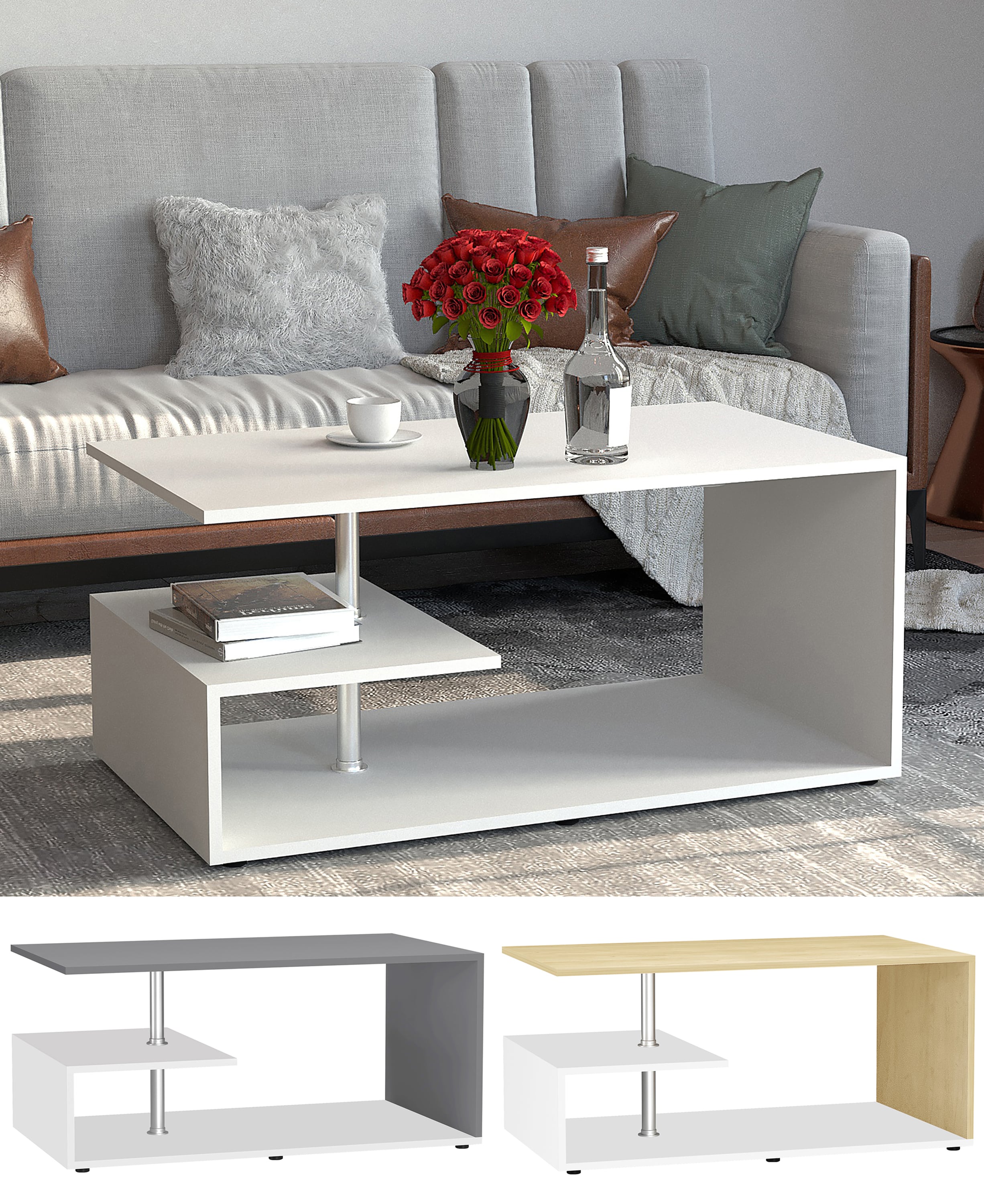 VCM Holz Couchtisch Sofatisch Wohnzimmertisch Beistelltisch Kaffeetisch Maliso M - Bild 1