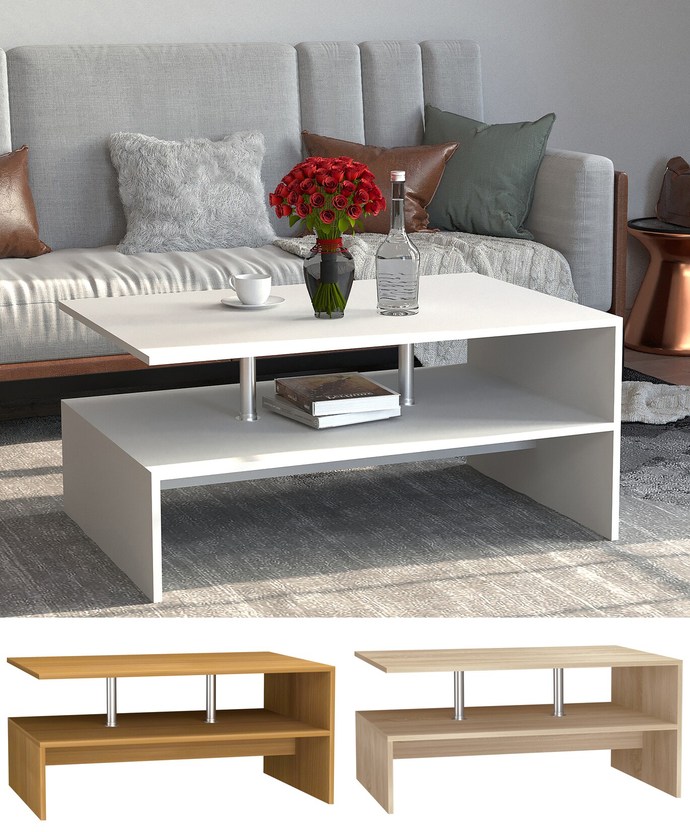 VCM Holz Couchtisch Sofatisch Wohnzimmertisch Beistelltisch Kaffeetisch Maliso L | 04051814430381