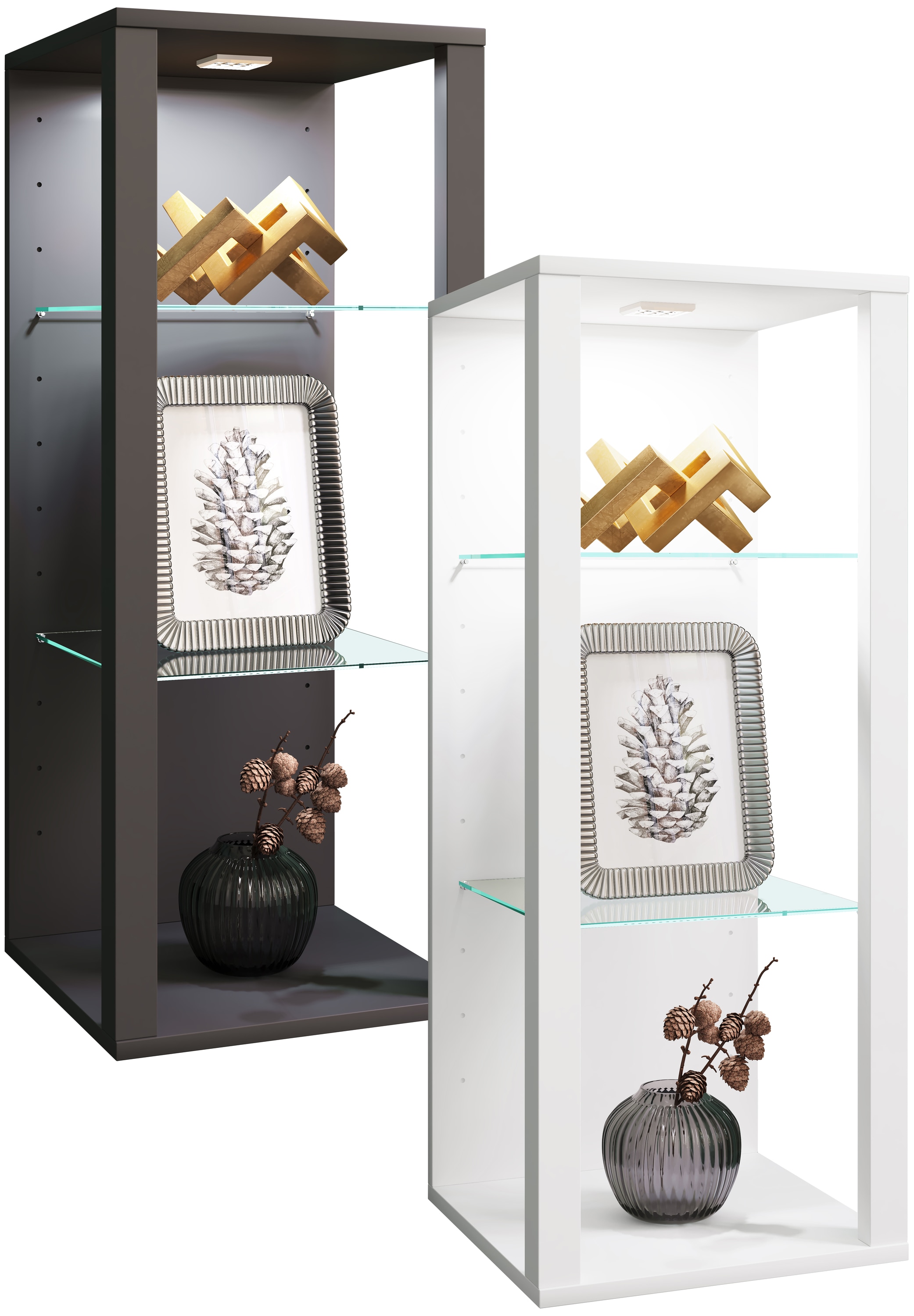 VCM Glasvitrine h&auml;ngend | Vitrine Glas mit ESG-Sicherheitsglas | Ma&szlig;e ca. . H. 90 x B. 35 x T. 35 cm | H&auml;ngevitrine Glas | Modern und platzsparend | Glas Vitrinenschrank - Glasol MW - Bild 1