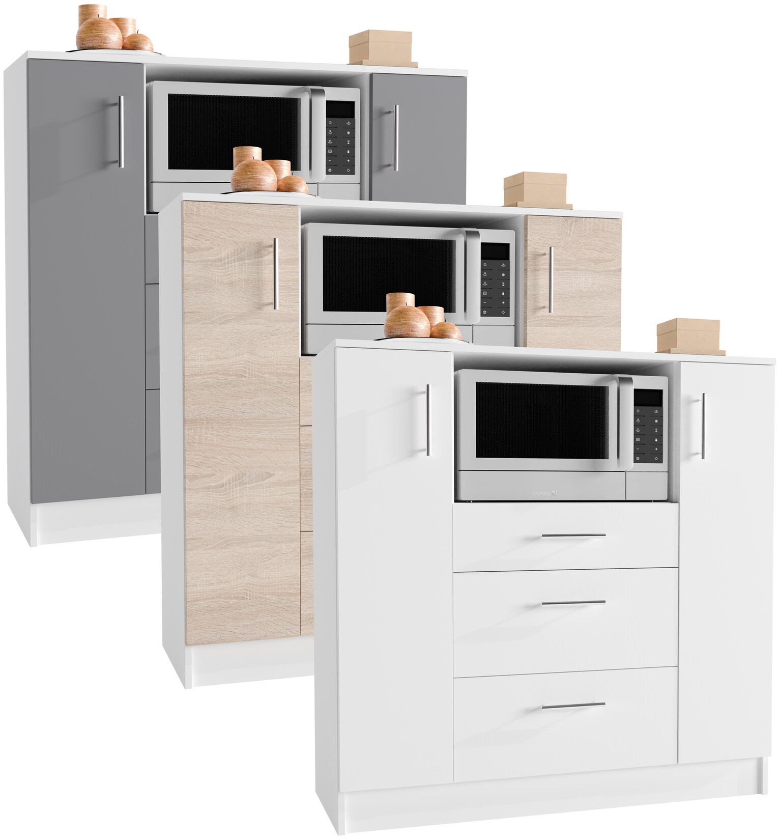 VCM Küchenschrank   Maße ca. H. 110 x B. 109 x T. 40 cm   Mikrowellenschrank mit drei Schubladen   Unterschrank schlicht   Küchenmöbel – Esilo | 04051814430701