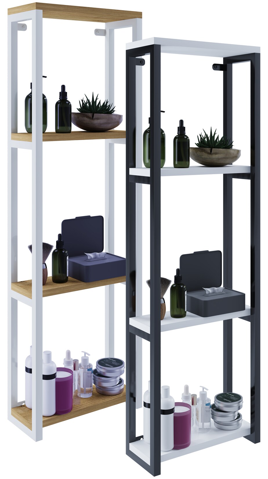 VCM Holz Badezimmerschrank   Badmöbel Metall Industrial Style   Wandregal   Badregal   Maße ca. H. 112 x B. 35 x T.  15 cm – Bitila M | 04051814431142