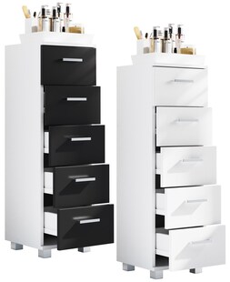 VCM Holz Midischrank | Badschrank | Maße: H. 90 x B. 30 x T. 30 cm | Kommode | 5 Schubladen - Zalo M - Bild 1