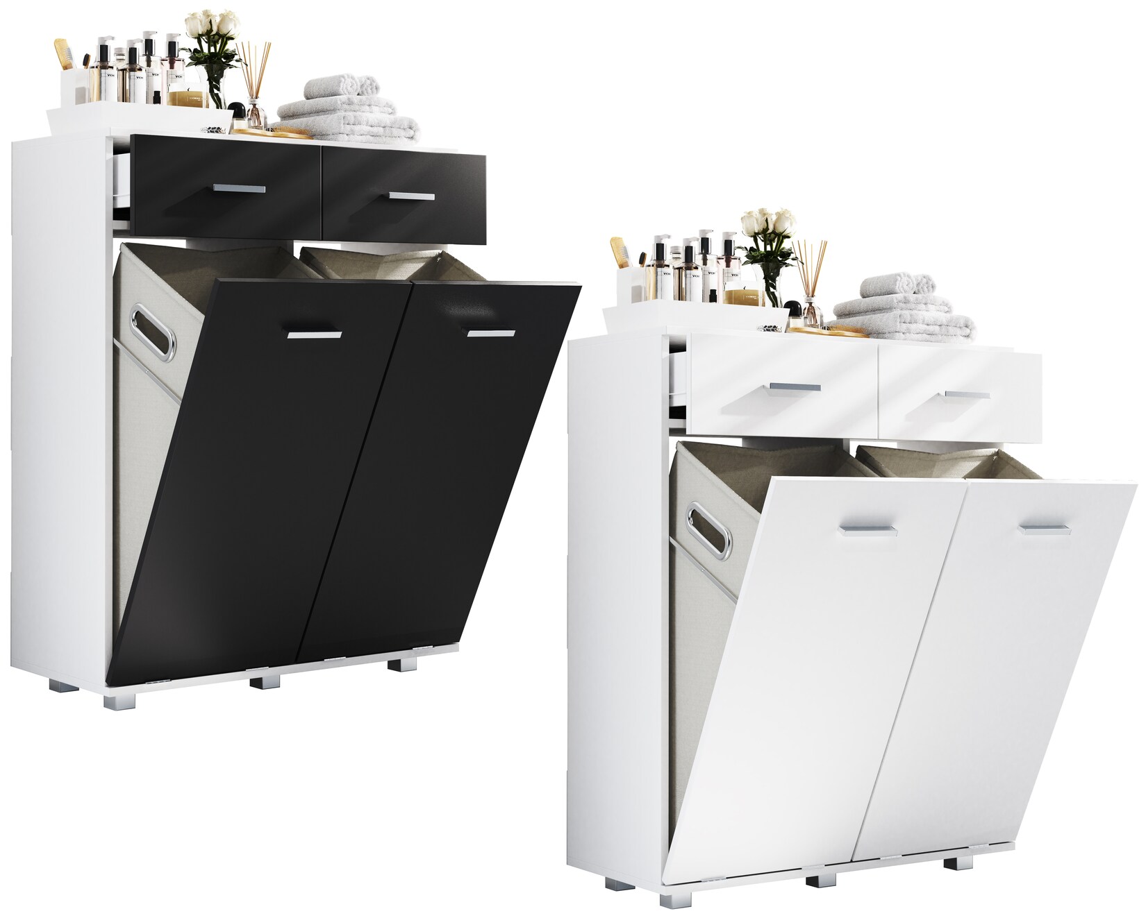 VCM Holz Wäscheschrank   Wäschetruhe   Wäschebox   Wäschekorb   Maße ca. H 97 x B. 79 x T. 35 cm. – Zalo L | 04051814431357