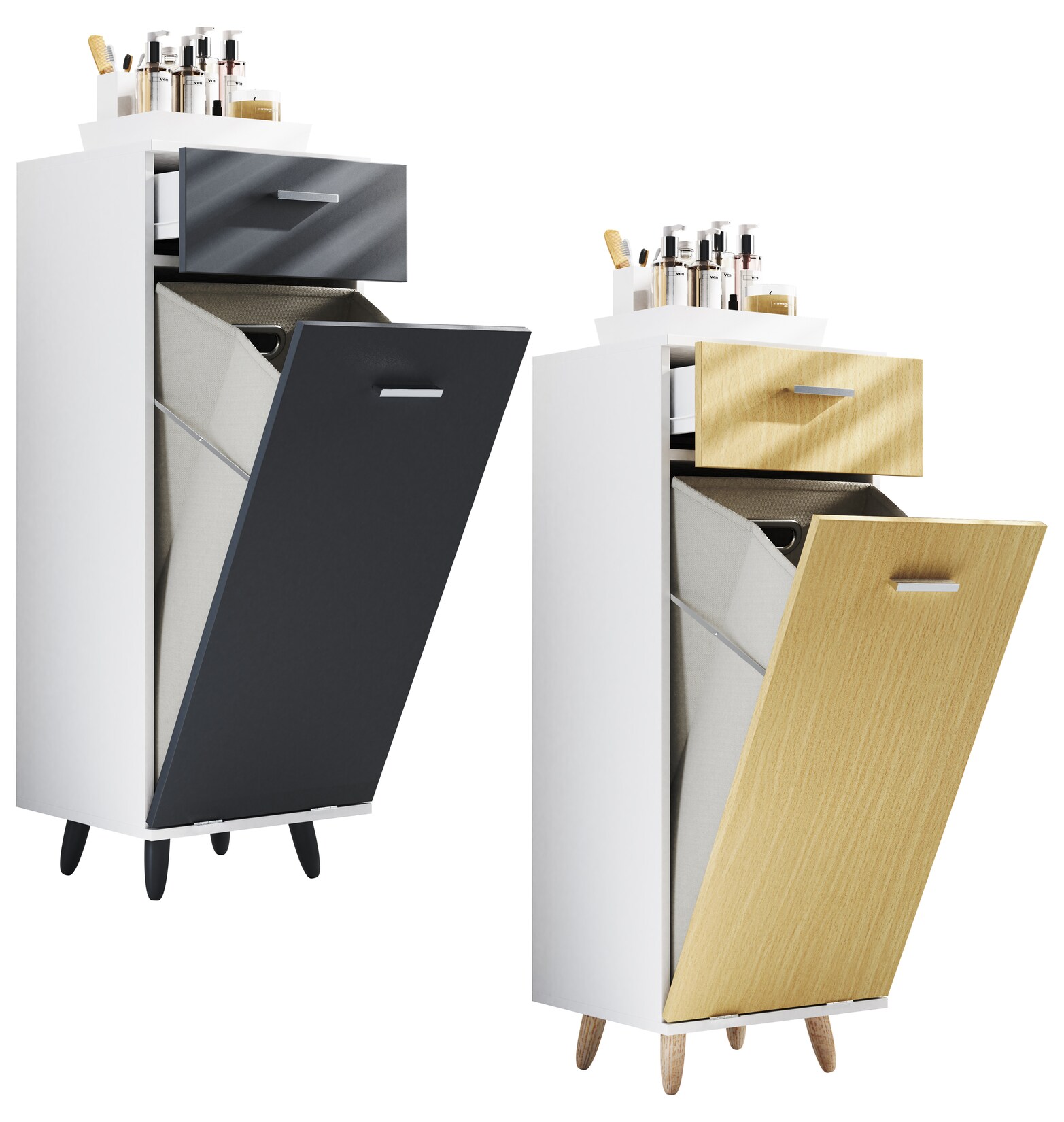 VCM Holz Wäscheschrank   Wäschetruhe   Wäschebox   Wäschekorb   Maße ca. H. 101 x B. 40 x T. 35 cm – Landos S | 04051814431364