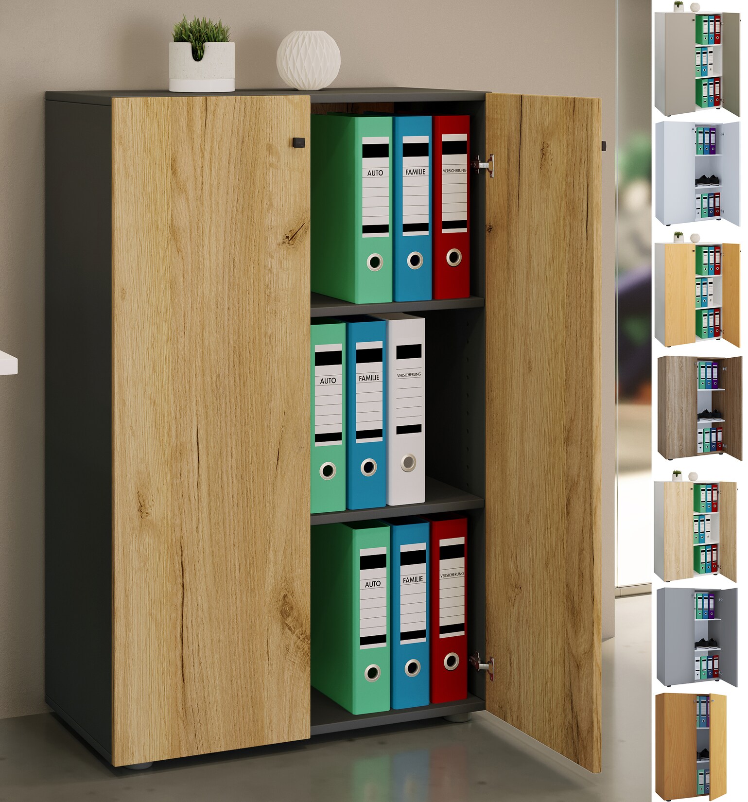 VCM Aktenschrank mit Drehtüren Lona 3 Fächer