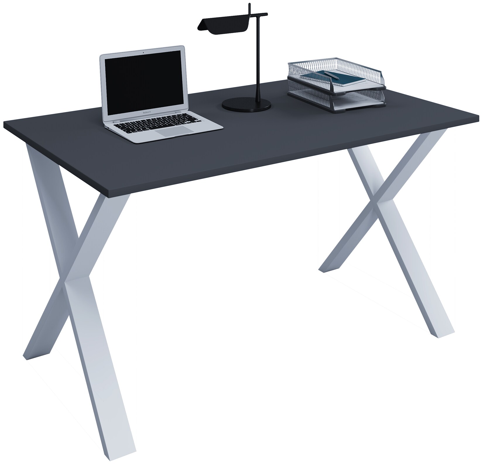 VCM Holz Schreibtisch H. 76 x B. 110 x T. 50 cm Computertisch schlicht Füße aus hochwertigem Metall Arbeitstisch Büromöbel - Lona U