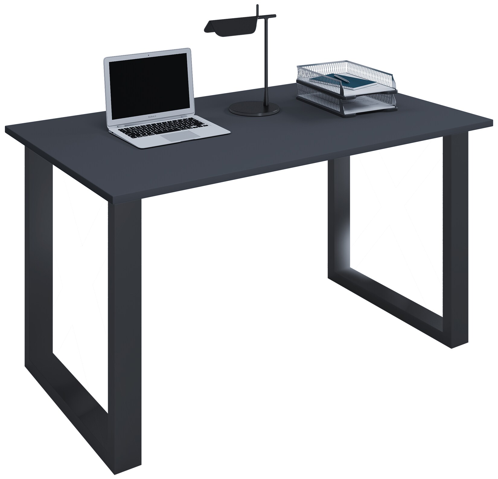 VCM Holz Schreibtisch H. 76 x B. 110 x T. 80 cm Computertisch schlicht Füße aus hochwertigem Metall Arbeitstisch Büromöbel - Lona U