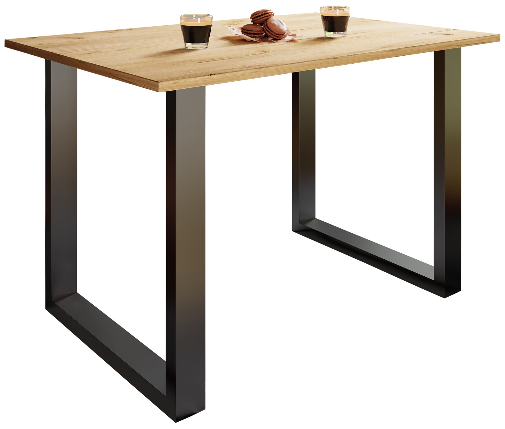 VCM Holzesstisch H. 76 x B. 110 x T. 80 cm hochwertiges und massives Fußgestell Füße aus Eisen Küchentisch - Xona U