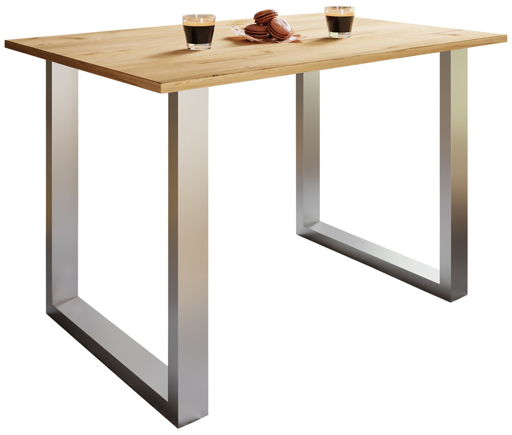 VCM Holzesstisch H. 76 x B. 140 x T. 50 cm hochwertiges und massives Fußgestell Füße aus Eisen Küchentisch - Xona U