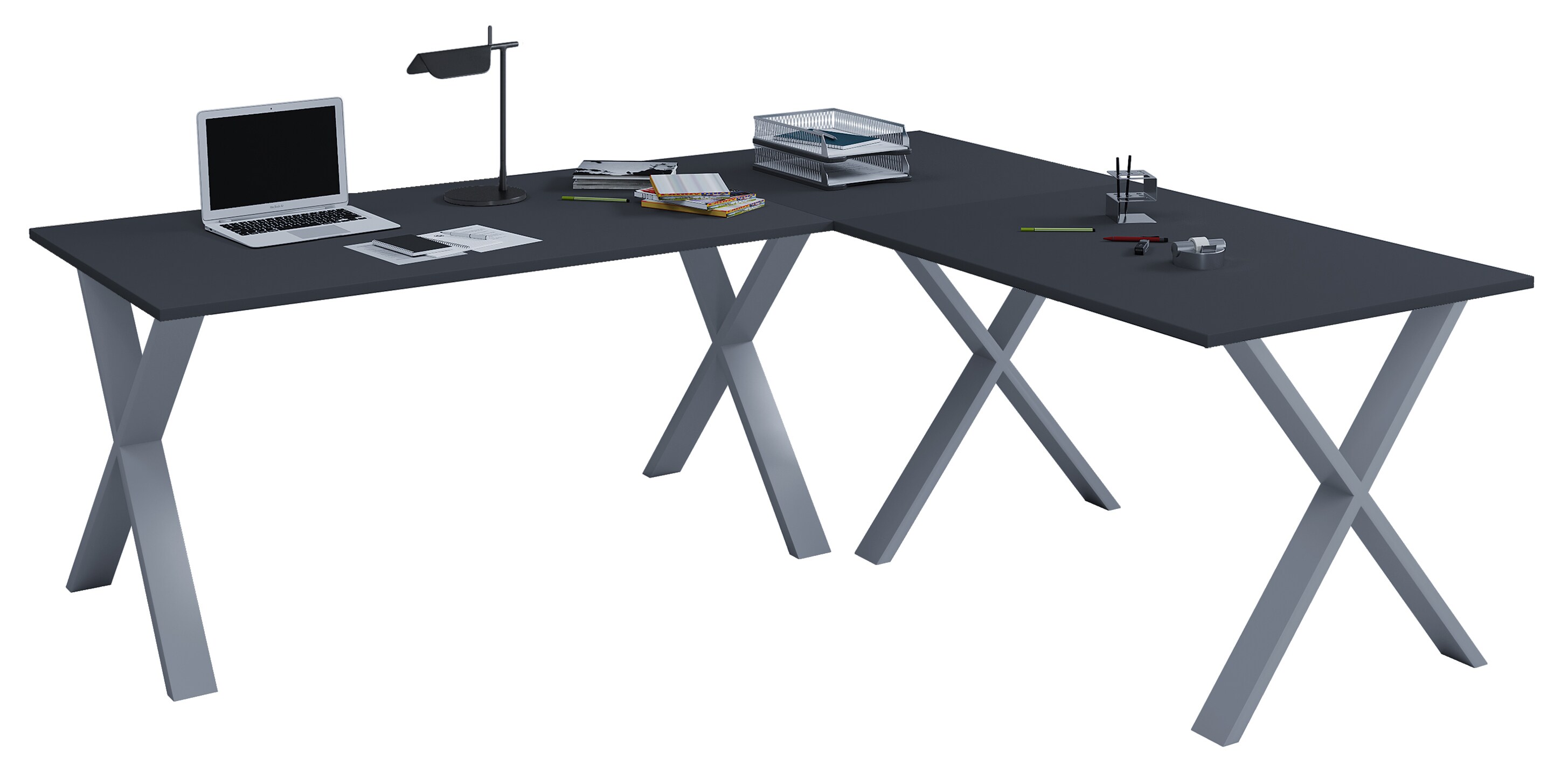 VCM VCM Holz Schreibtisch | Eckschreibtisch schlicht | 190x160 | L Form links oder rechts | Arbeitstisch Platte 50 cm tief | Computertisch B&uuml;rom&ouml;bel - Lona X - Bild 1