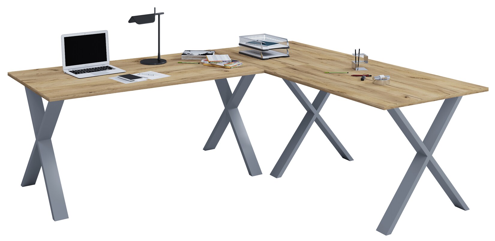 VCM VCM Holz Schreibtisch Eckschreibtisch schlicht 190x160 L Form links oder rechts Arbeitstisch Platte 50 cm tief Computertisch Büromöbel - Lona X
