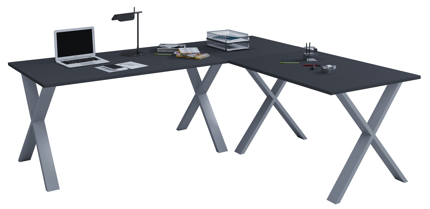 VCM VCM Holz Schreibtisch Eckschreibtisch schlicht 190x190 L Form links oder rechts Arbeitstisch Platte 50 cm tief Computertisch Büromöbel - Lona X