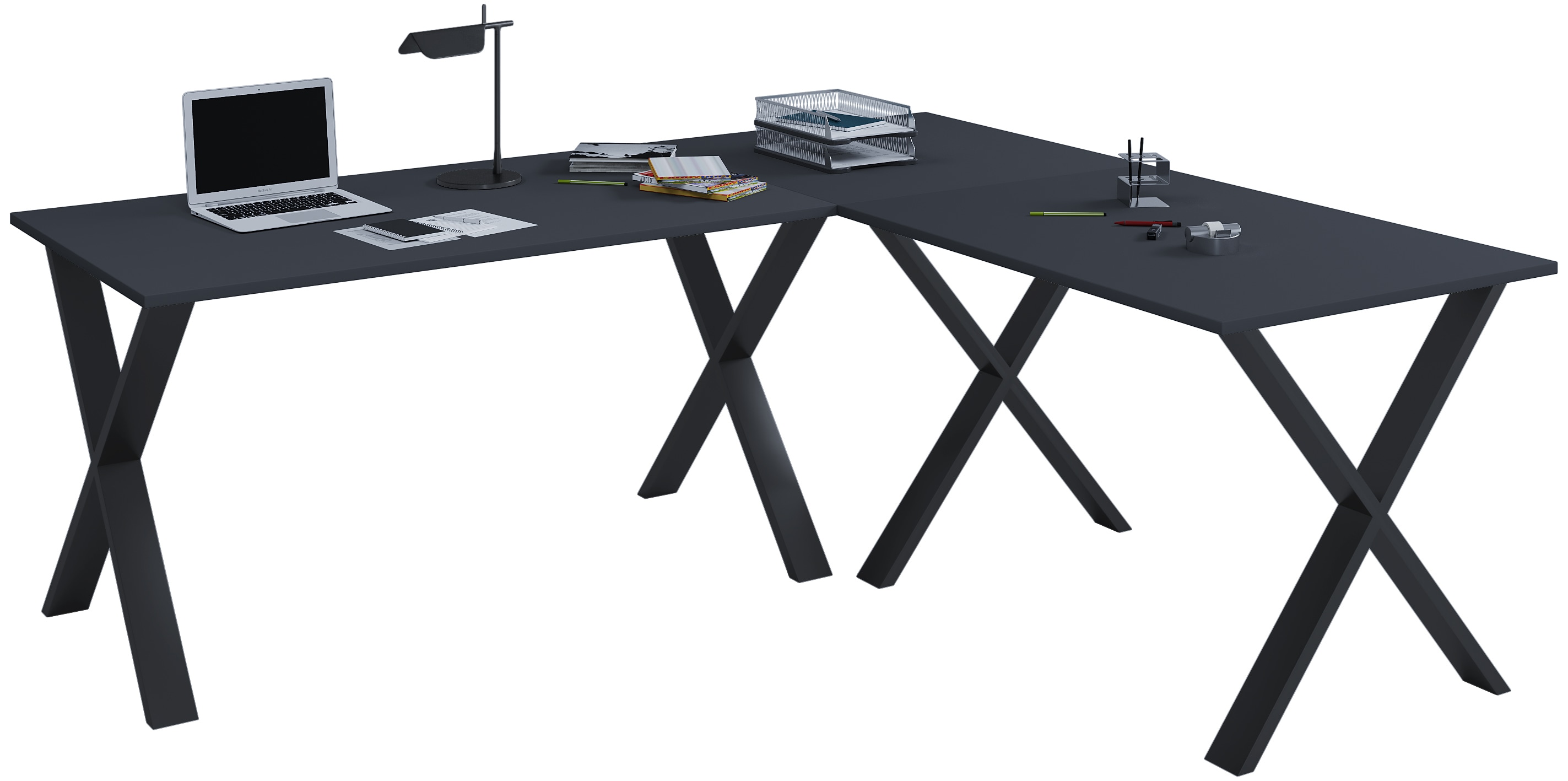 VCM VCM Holz Schreibtisch | Eckschreibtisch schlicht | 190x160 | L Form links oder rechts | Arbeitstisch Platte 80 cm tief | Computertisch B&uuml;rom&ouml;bel - Lona X - Bild 1