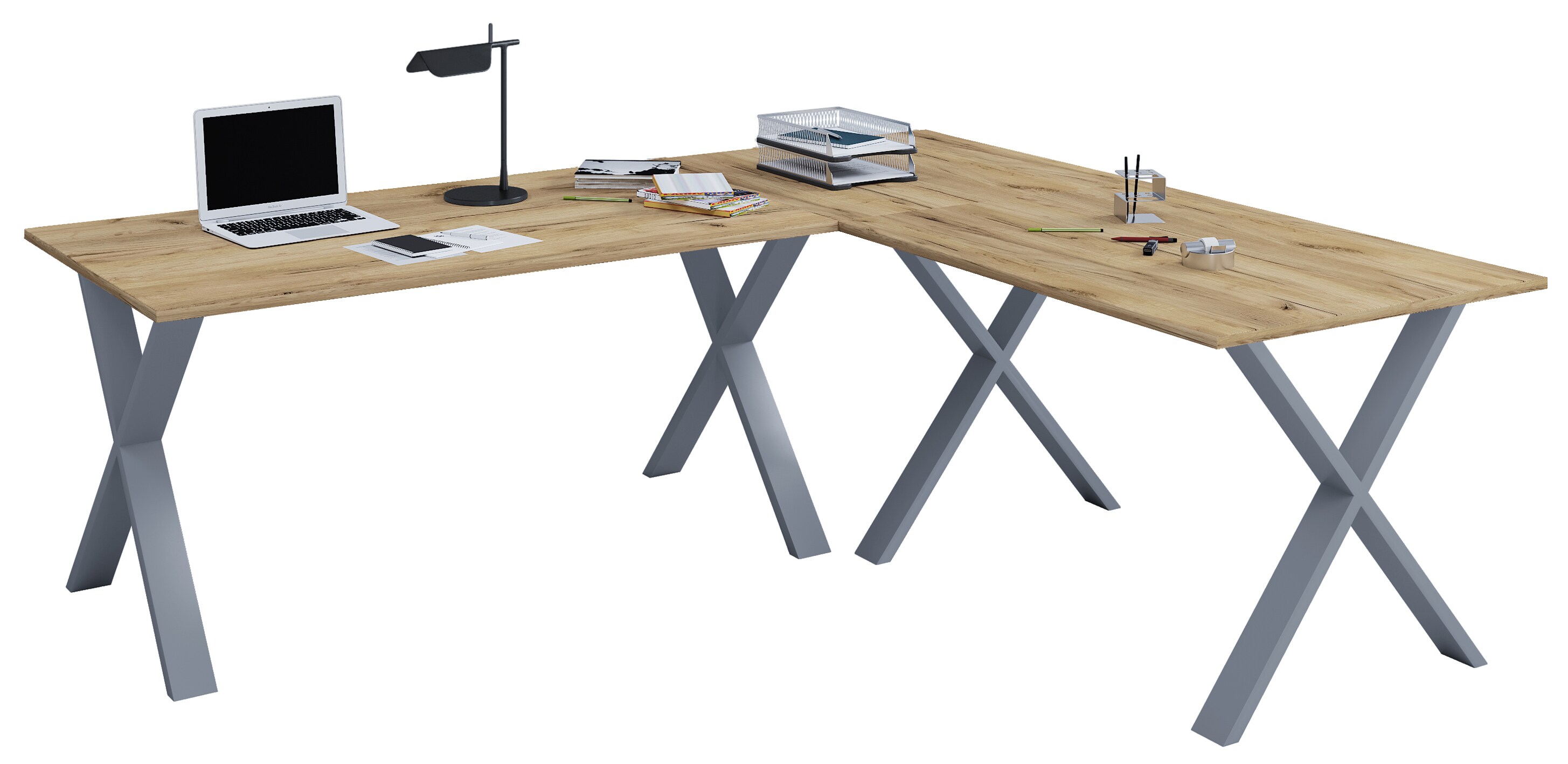 VCM VCM Holz Schreibtisch | Eckschreibtisch schlicht | 220x190 | L Form links oder rechts | Arbeitstisch Platte 80 cm tief | Computertisch B&uuml;rom&ouml;bel - Lona X - Bild 1