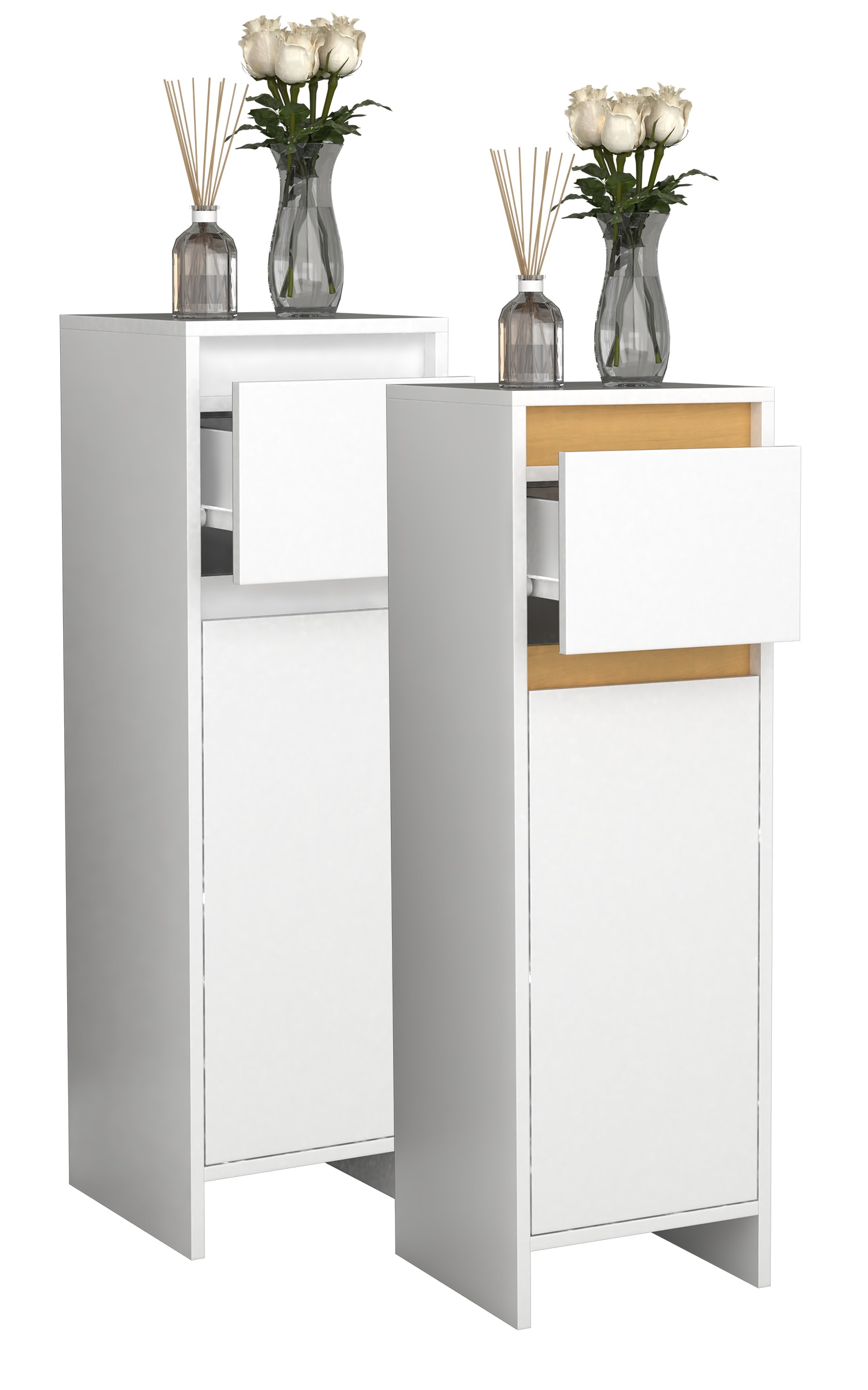 VCM Holz Midischrank | Badregal | Ma&szlig;e: H. 95 x B. 30 x T. 30 cm | 1 Schublade | 1 gro&szlig;e T&uuml;r - Malira - Bild 1