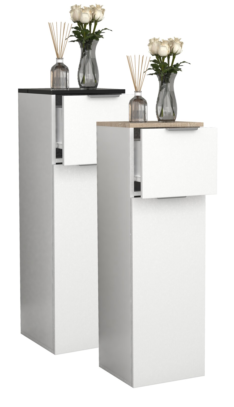VCM Holz Midischrank Badregal Maße: H. 95 x B. 30 x T. 30 cm 1 Schublade 1 große Tür – Donali
