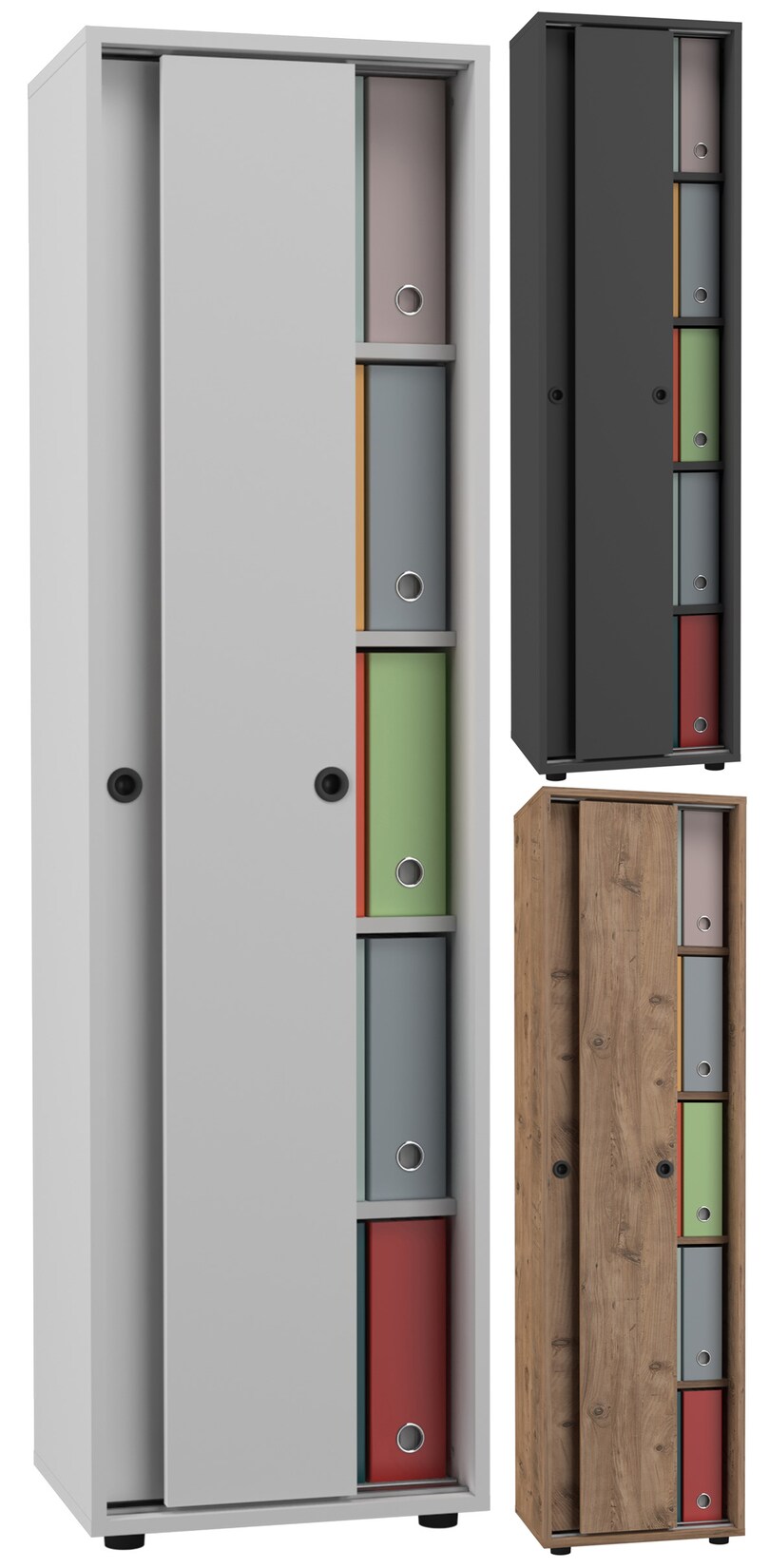 VCM Büroschrank mit 5 Fächern   moderner Aktenschrank mit Schiebetüren   Maße ca. H. 168 x B. 49 x T. 38 cm – Ulas 5-Fach | 04051814434808