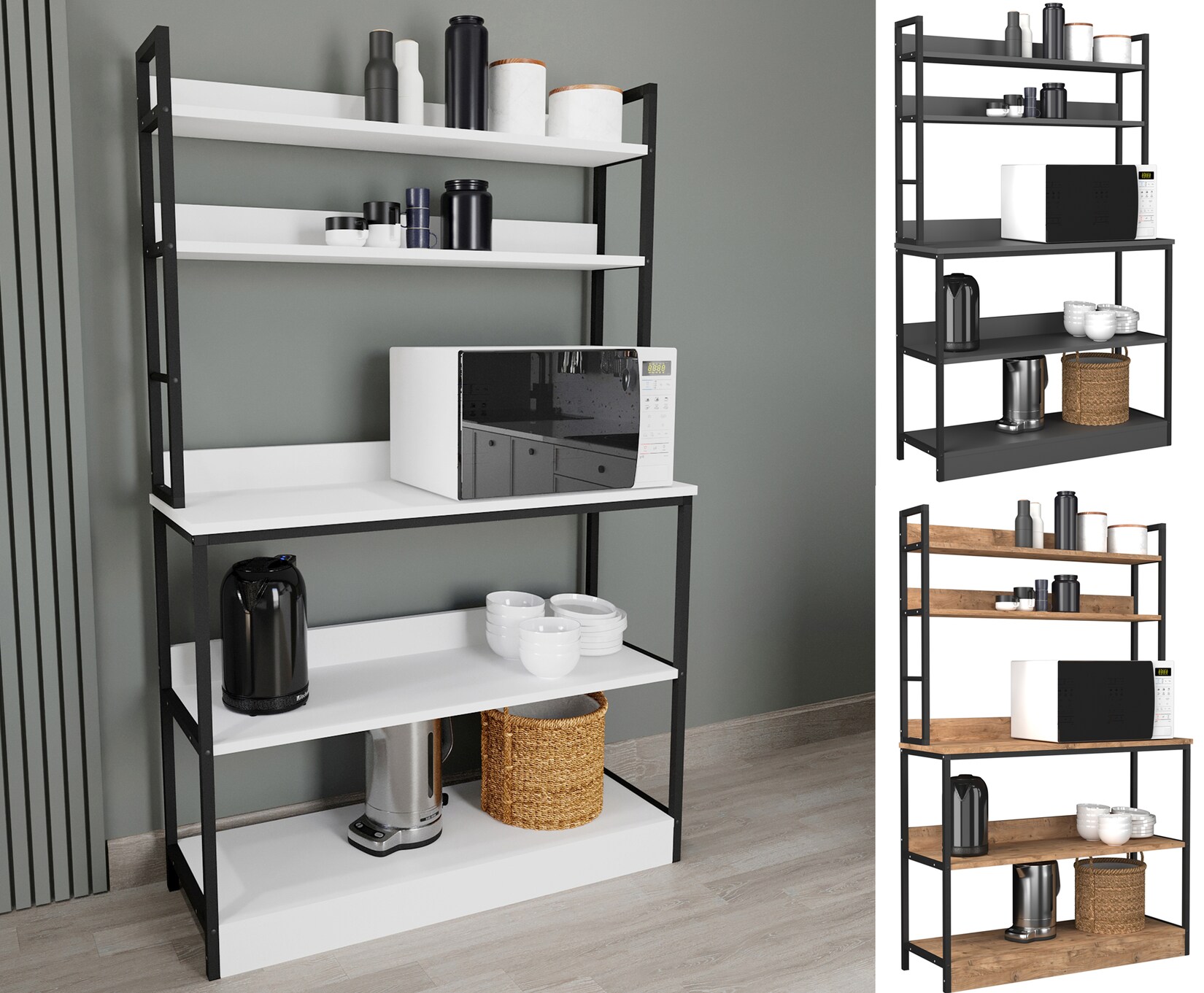 VCM Küchenregal Maße ca. H. 161 x B. 101 x T. 36 cm ausreichend Stauraum Regal Küchenmöbel - Insasi