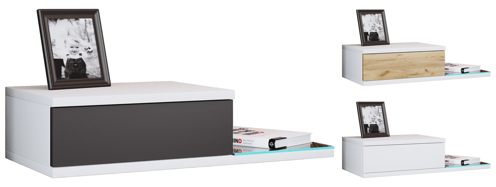 VCM Nachtschrank   Wandschublade   Wandboard   Nachttisch   Maße ca. H. 15 x B. 65 x T. 30 cm – Konsila L | 04051814435027