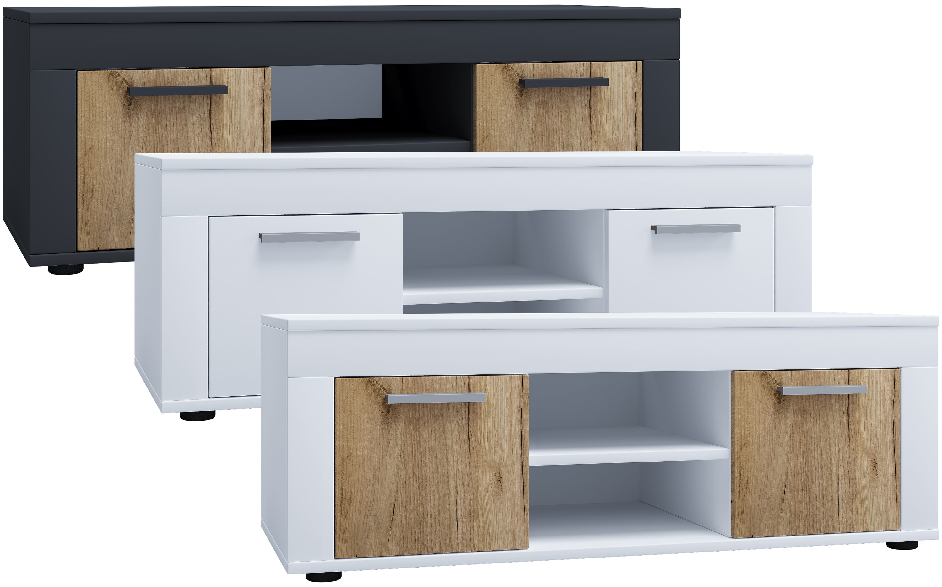 VCM TV M&ouml;bel | Lowboard | Fernsehregal | Ma&szlig;e H. 37 x B. 102 x T. 45 cm | Fernseh M&ouml;bel &ndash; Usilo L - Bild 1