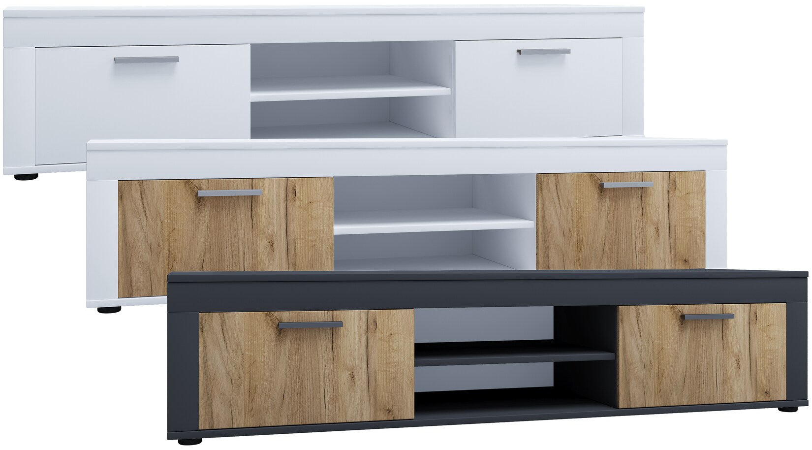 VCM TV Möbel Lowboard Fernsehregal Maße H. 37 x B. 160 x T. 45 cm Fernseh Möbel – Usilo XL