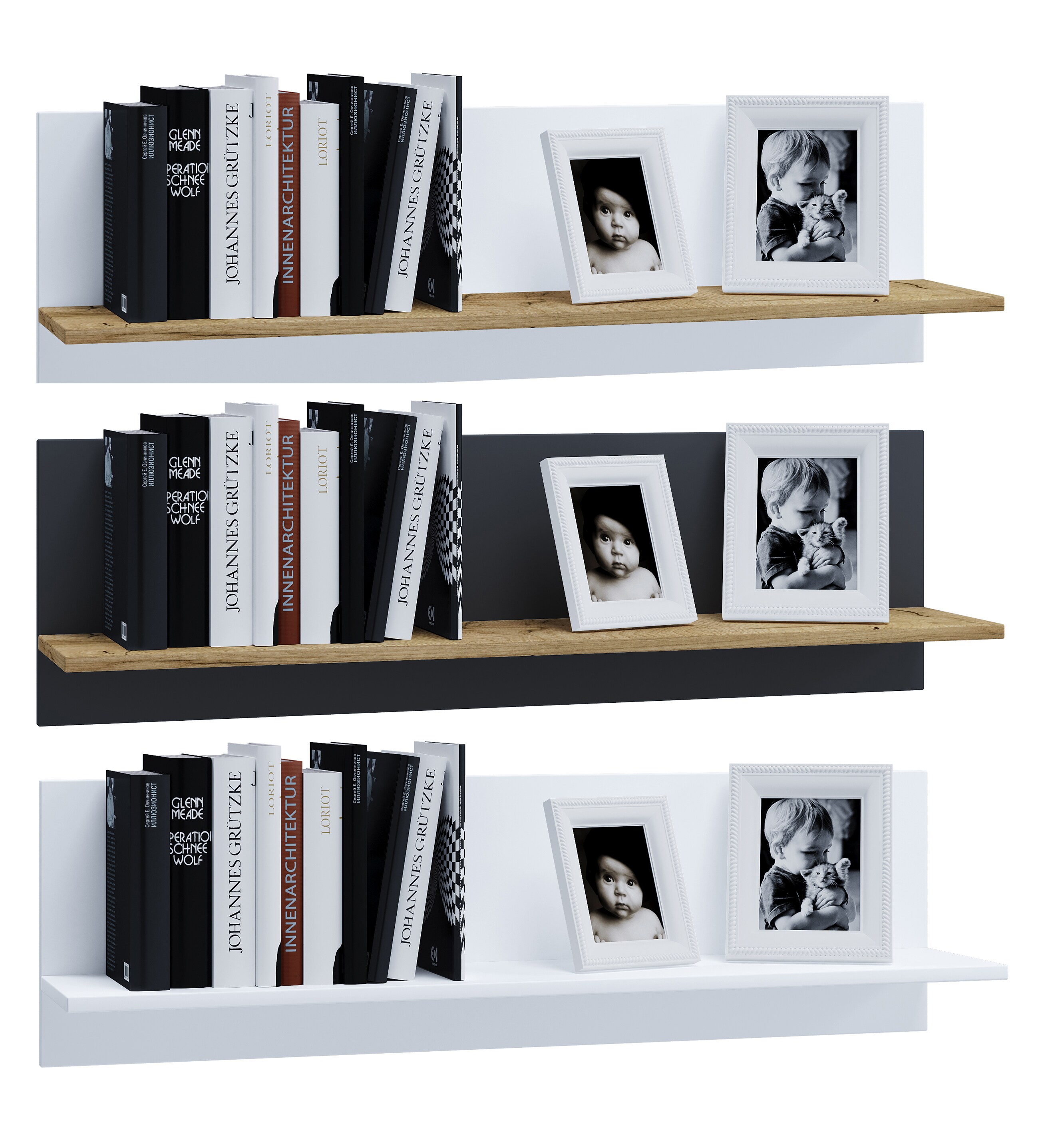 VCM Holzregal h&auml;ngend | platzsparendes Regal | Ma&szlig;e: H. 30 x B. 102 x T. 20 cm | Elegantes Regal h&auml;ngend | Aufbewahrungsregal | B&uuml;cherregal | Wandboard - Usilo - Bild 1